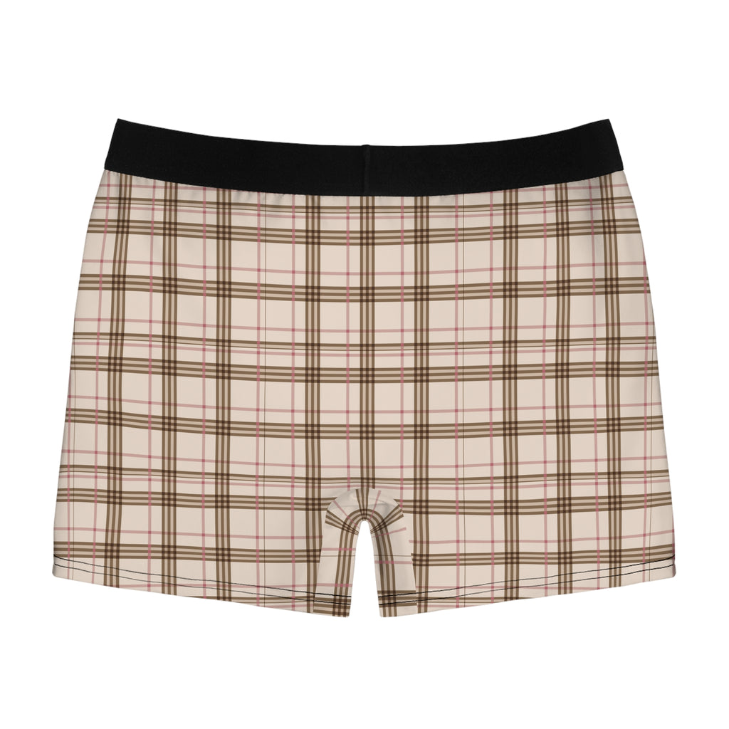 Plaid Boxer Briefs — Classic Beige Tartan Men’s Underwear