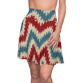 Red Blue Knit Chevron Skater Skirt | All-Over Print