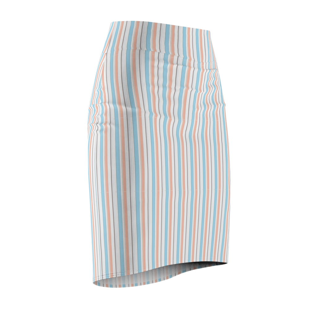Pastel Stripe Pencil Skirt – Retro Vertical Stripe