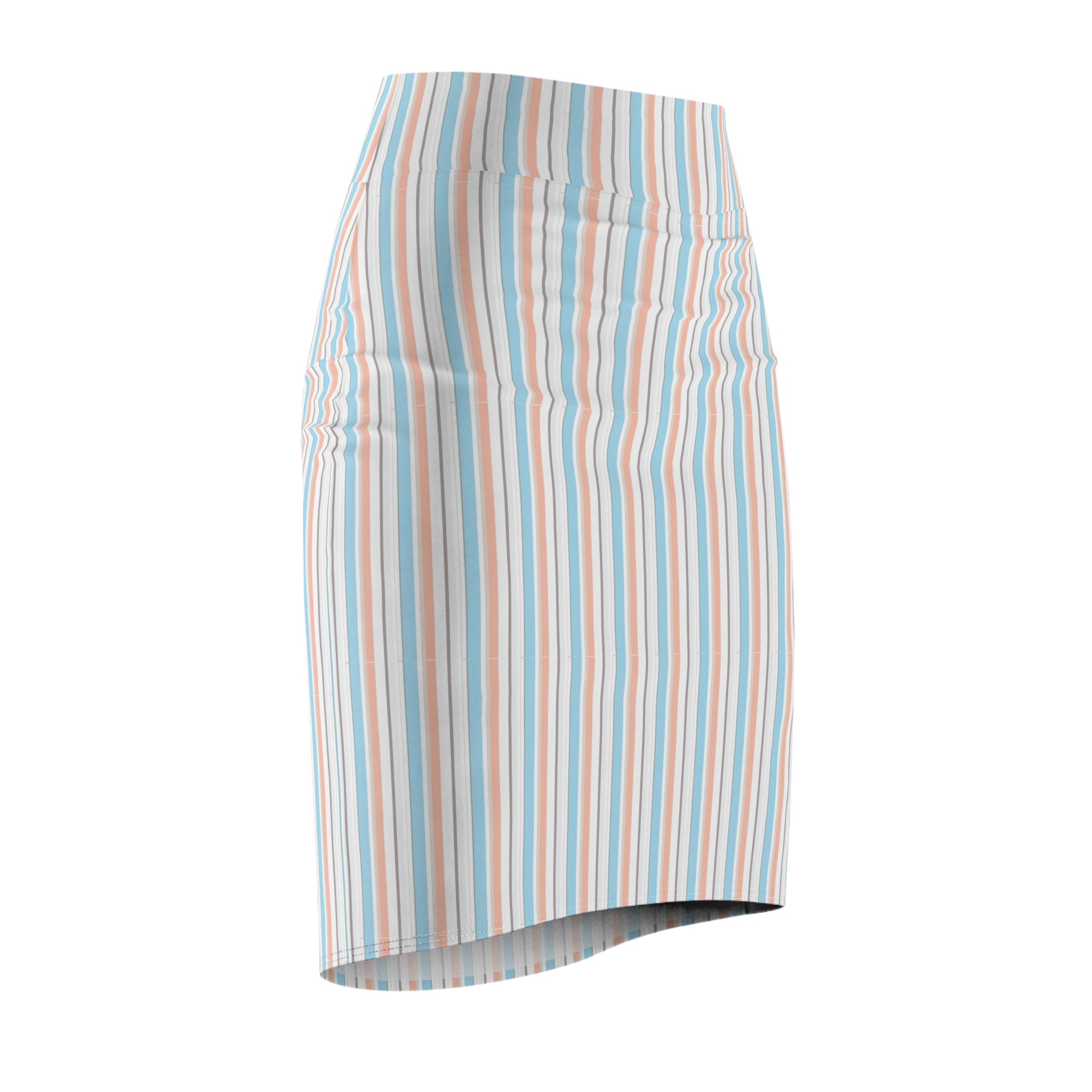 Pastel Stripe Pencil Skirt – Retro Vertical Stripe