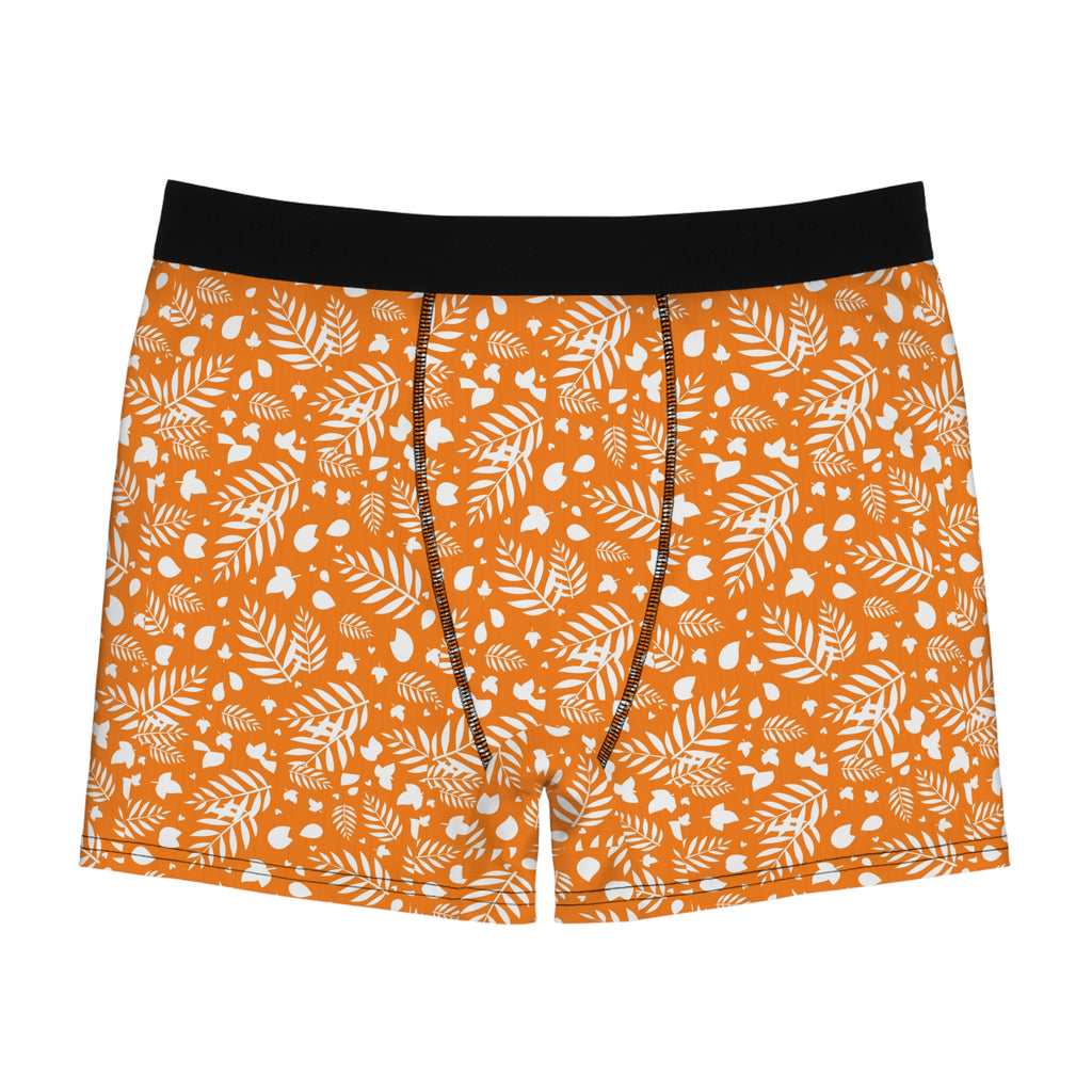 Autumn Leaf Pattern Boxer Briefs — Orange Fall Foliage Men’s Underwear