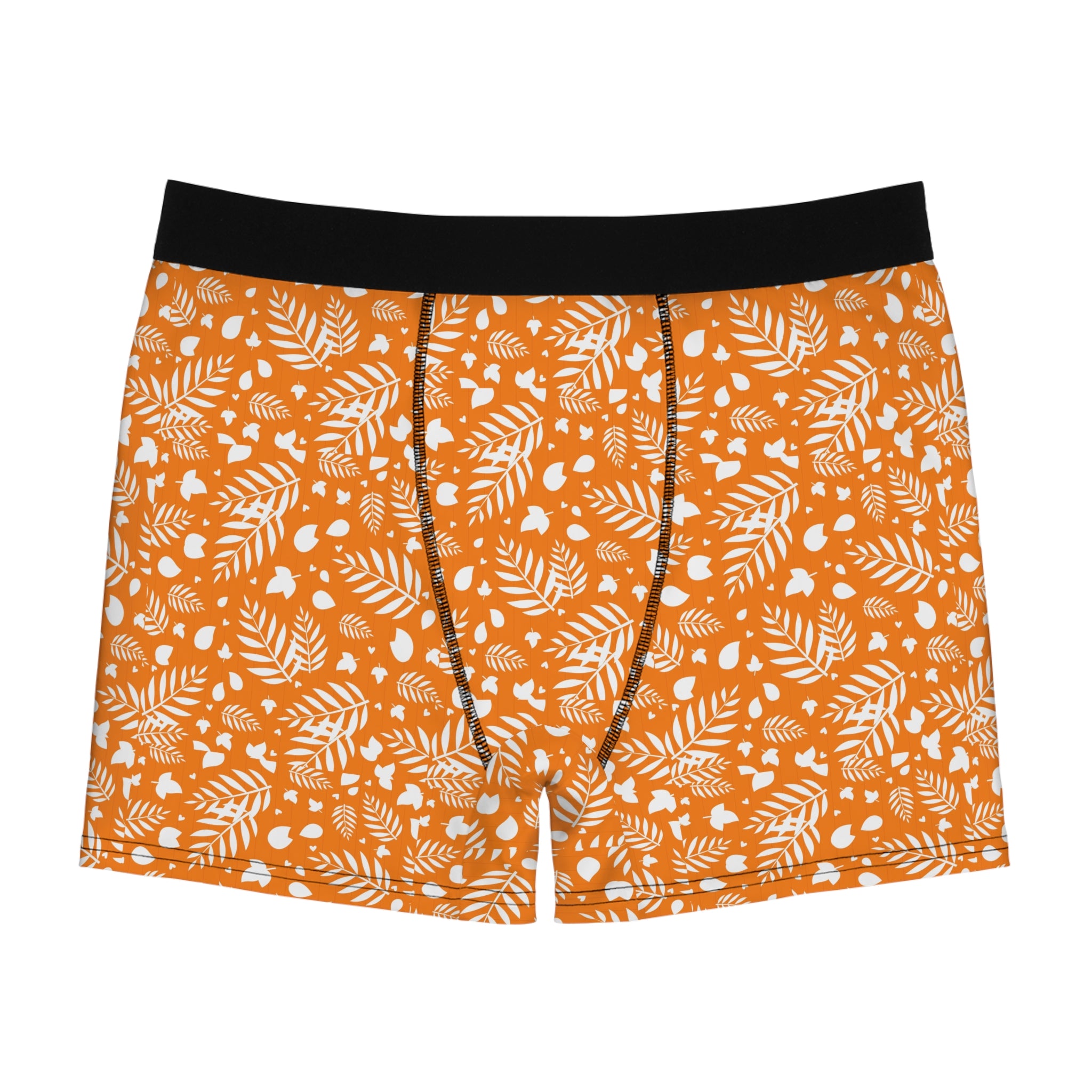 Autumn Leaf Pattern Boxer Briefs — Orange Fall Foliage Men’s Underwear