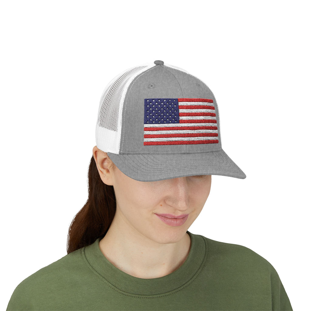 American Flag Trucker Cap — Sparkle Sequin USA Snapback