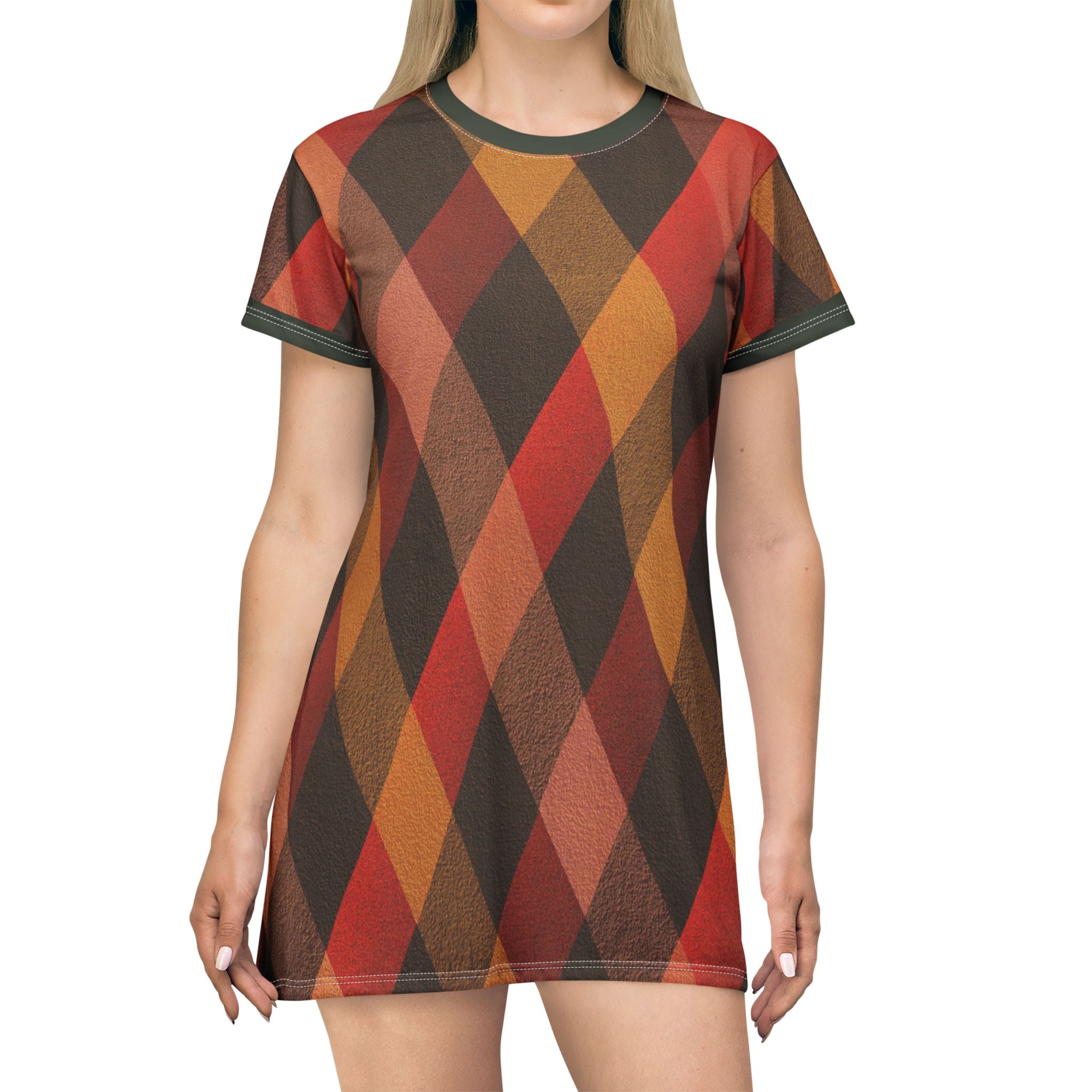 Autumn Argyle T-Shirt Dress – Vintage Plaid Fall