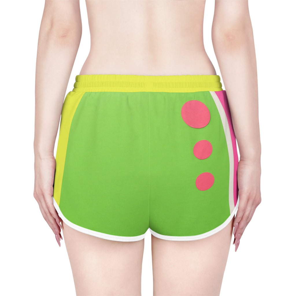 Colorblock Retro Women's Relaxed Shorts - Bright Green, Pink & Yellow