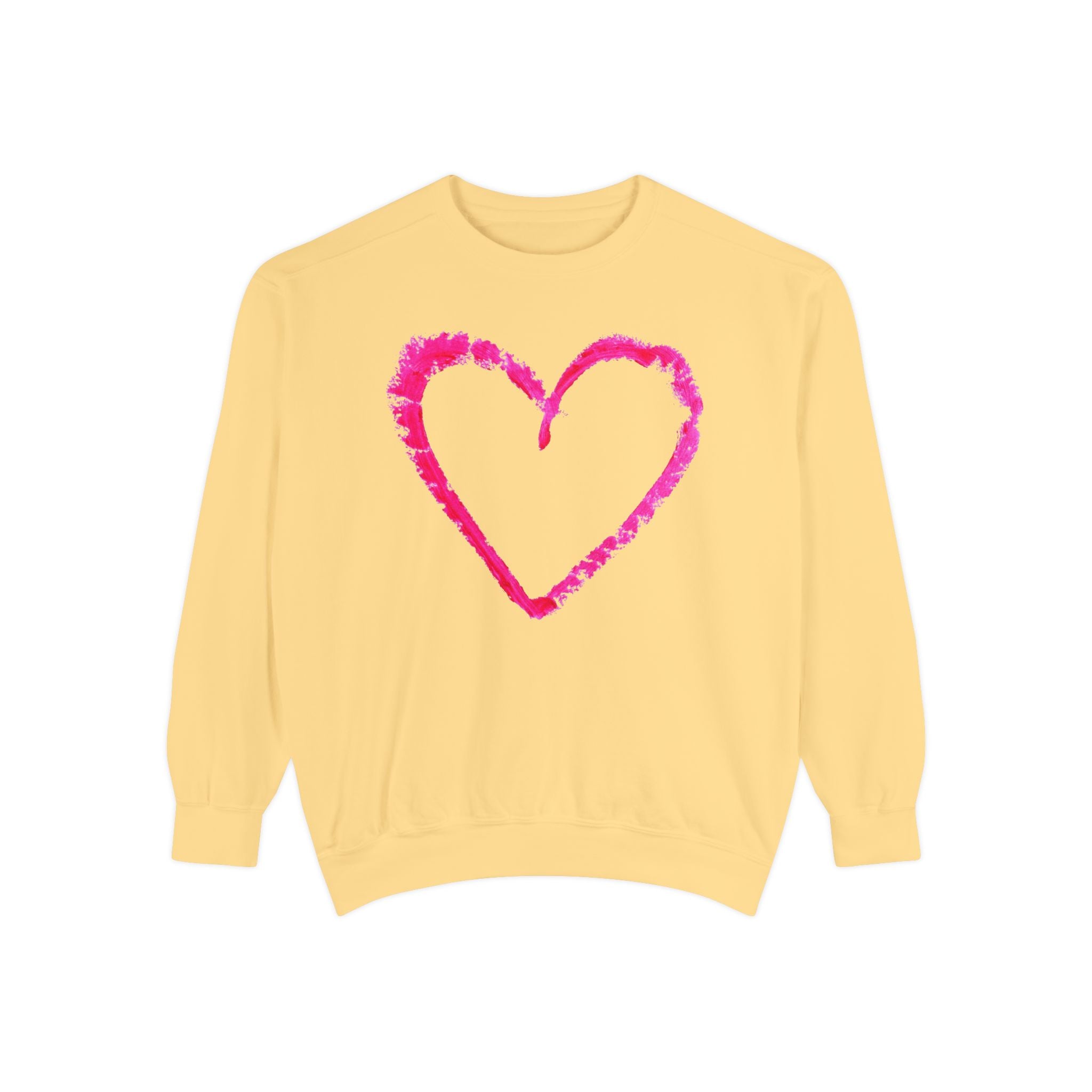 Valentine's Pink Brushstroke Heart Sweatshirt, Heart Graphic Crewneck