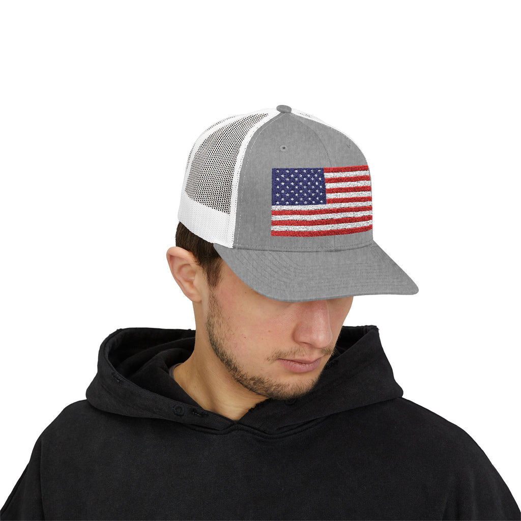 American Flag Trucker Cap — Sparkle Sequin USA Snapback