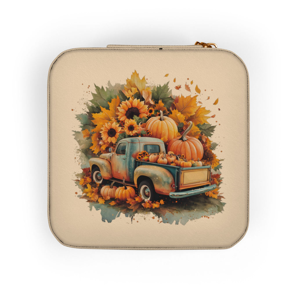 Autumn Truck Jewelry Travel Case — Compact Fall-Themed Travel Organizer
