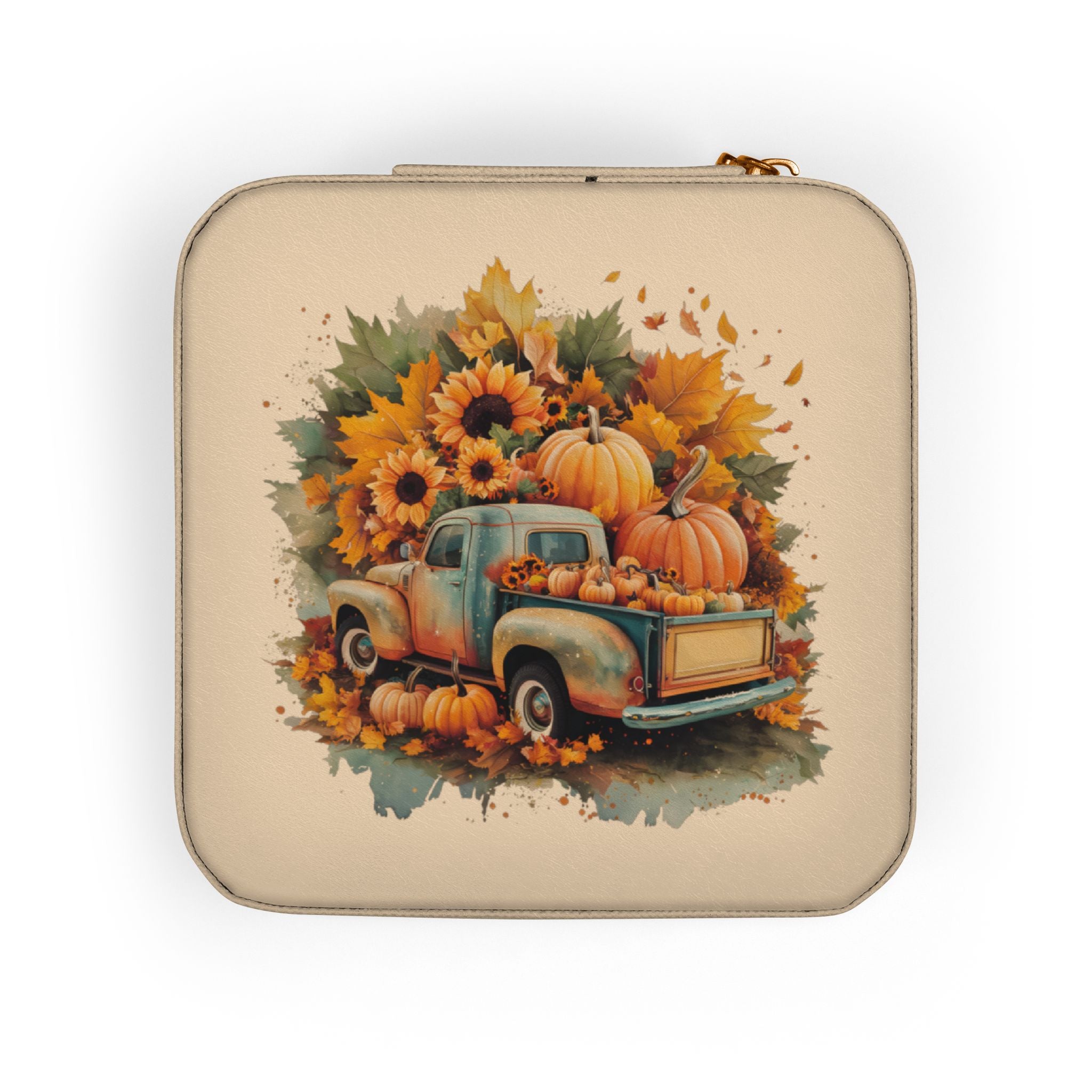 Autumn Truck Jewelry Travel Case — Compact Fall-Themed Travel Organizer