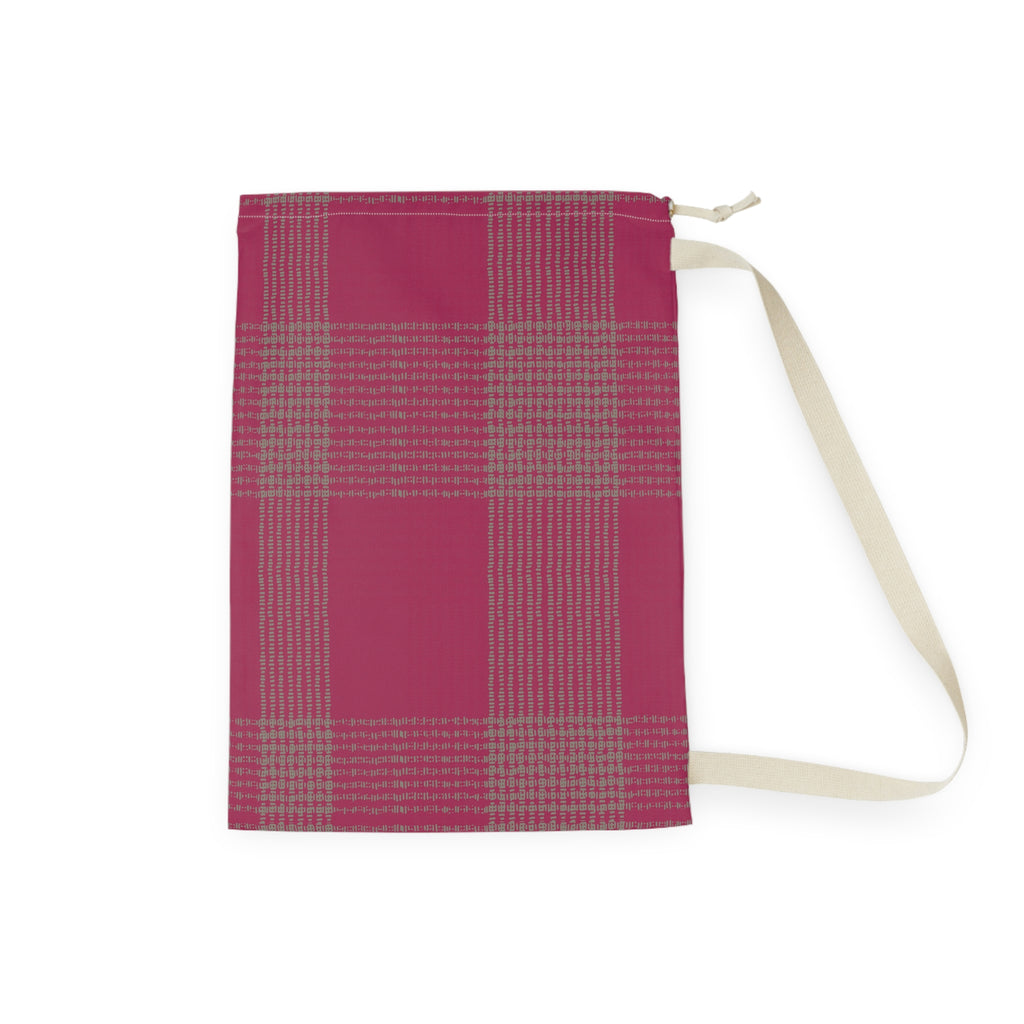 Plaid Laundry Bag — Pink Buffalo Check Drawstring Bag for Dorms & Travel
