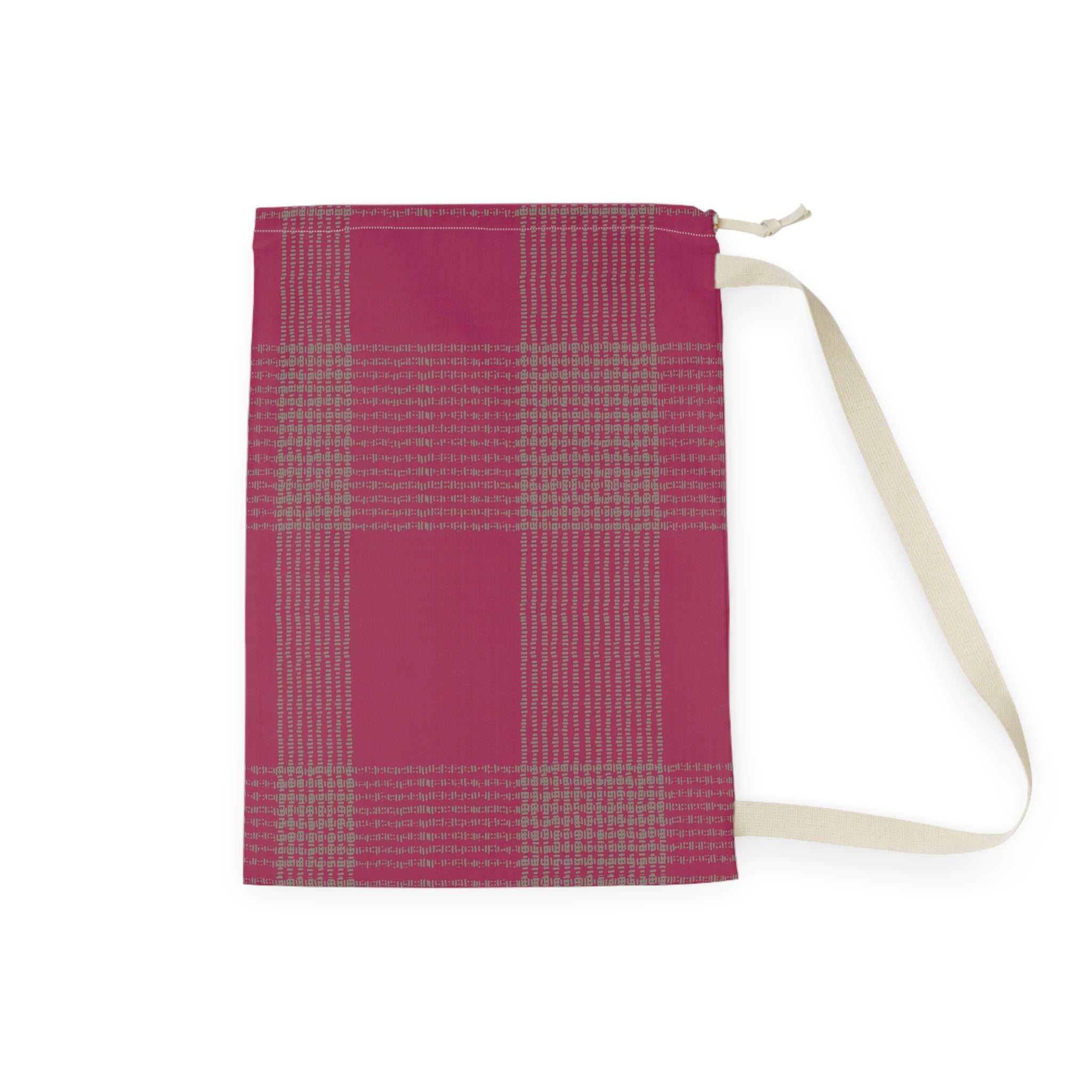 Plaid Laundry Bag — Pink Buffalo Check Drawstring Bag for Dorms & Travel