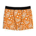 Orange Leaf Pattern Boxer Briefs — Men's All-Over Print Autumn Undergarment