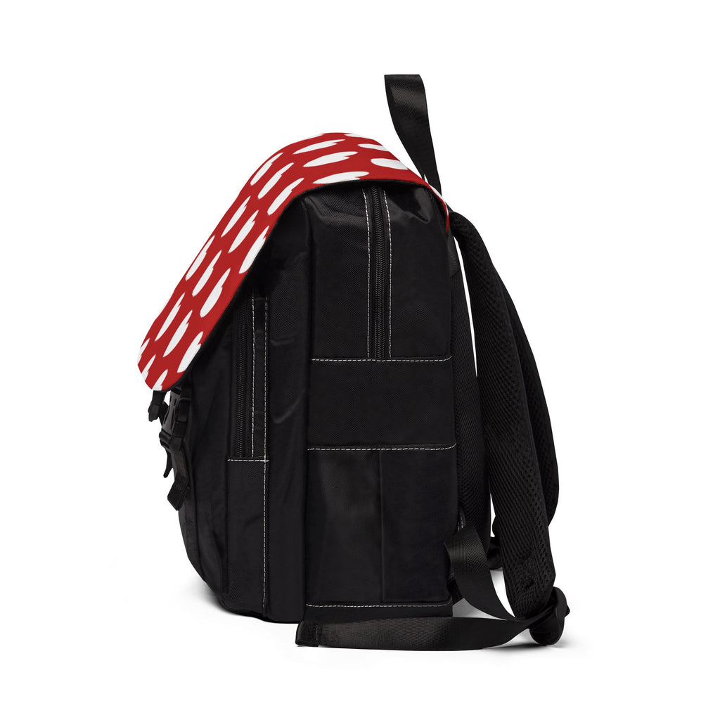 Valentine's Hearts Black Backpack — White Heart Print Shoulder Bag