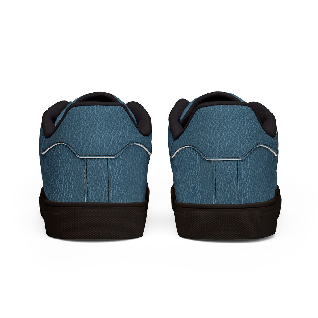 Men's Low-Top Leather Sneakers — Classic Casual Blue Skate Shoes