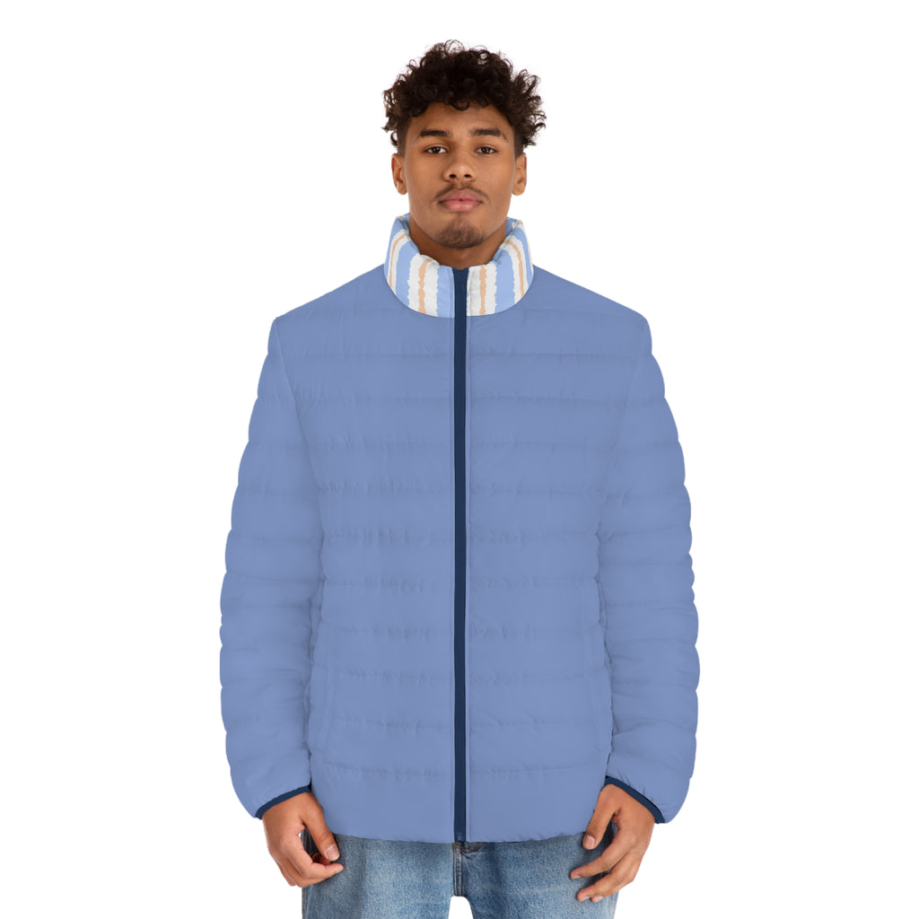 Light Blue Puffer Jacket — Men's Quilted Lightweight Coat