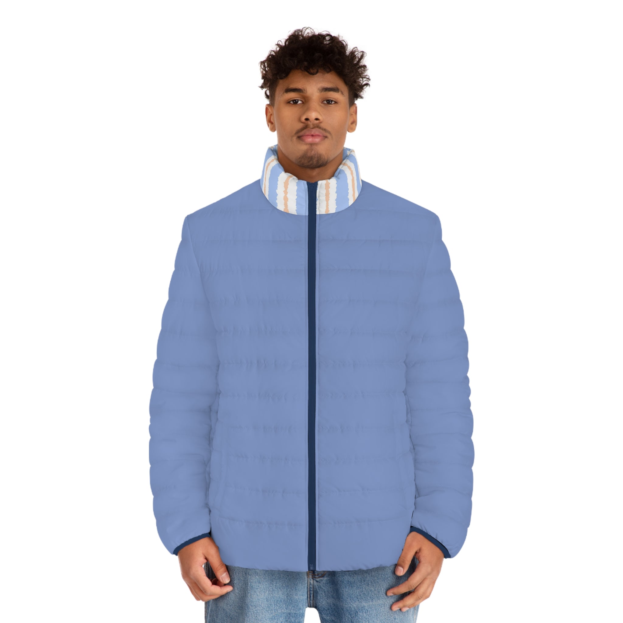 Light Blue Puffer Jacket — Men's Quilted Lightweight Coat