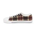 Plaid Low Top Sneakers — Vintage Red & Brown Casual Canvas Shoes