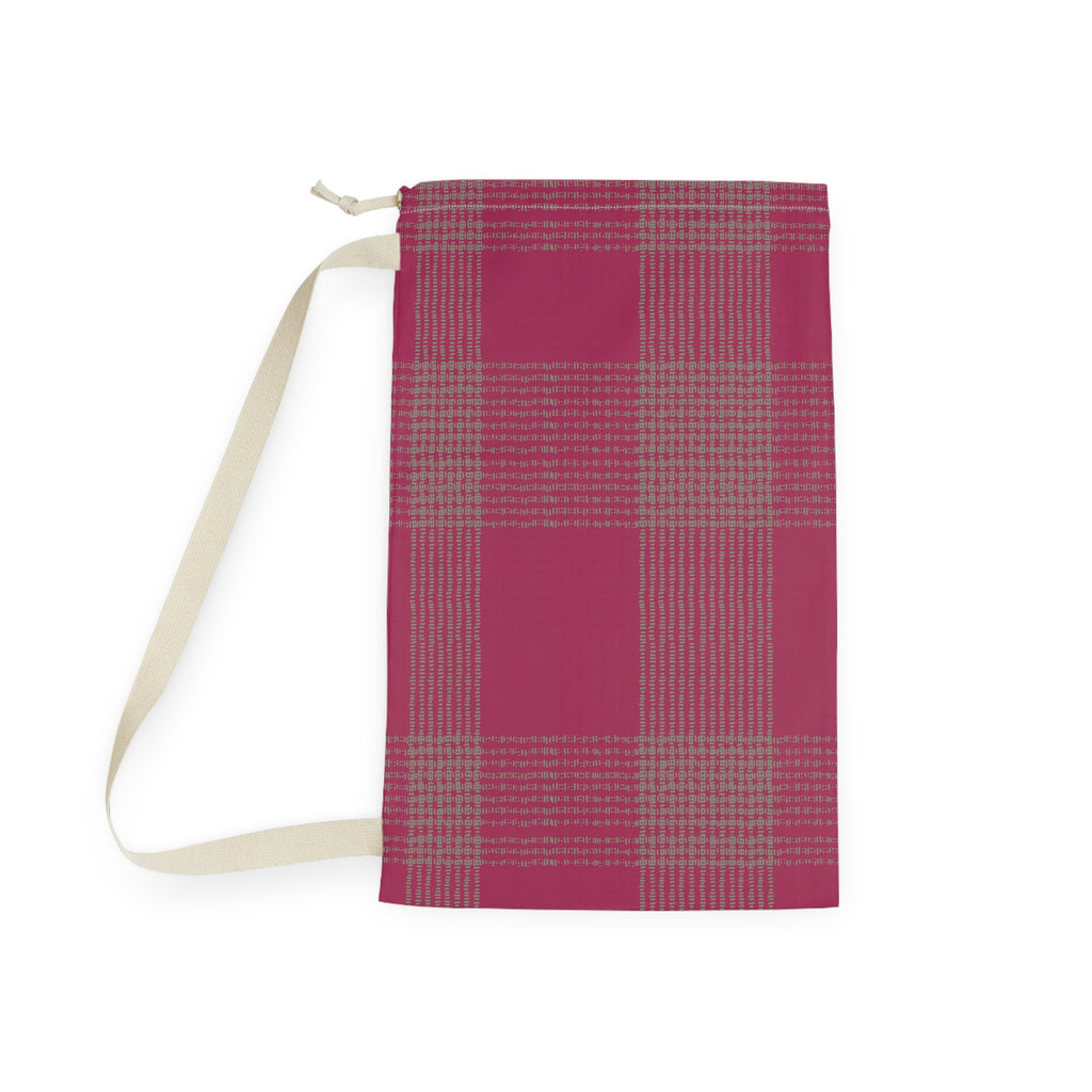 Plaid Laundry Bag — Pink Buffalo Check Drawstring Bag for Dorms & Travel