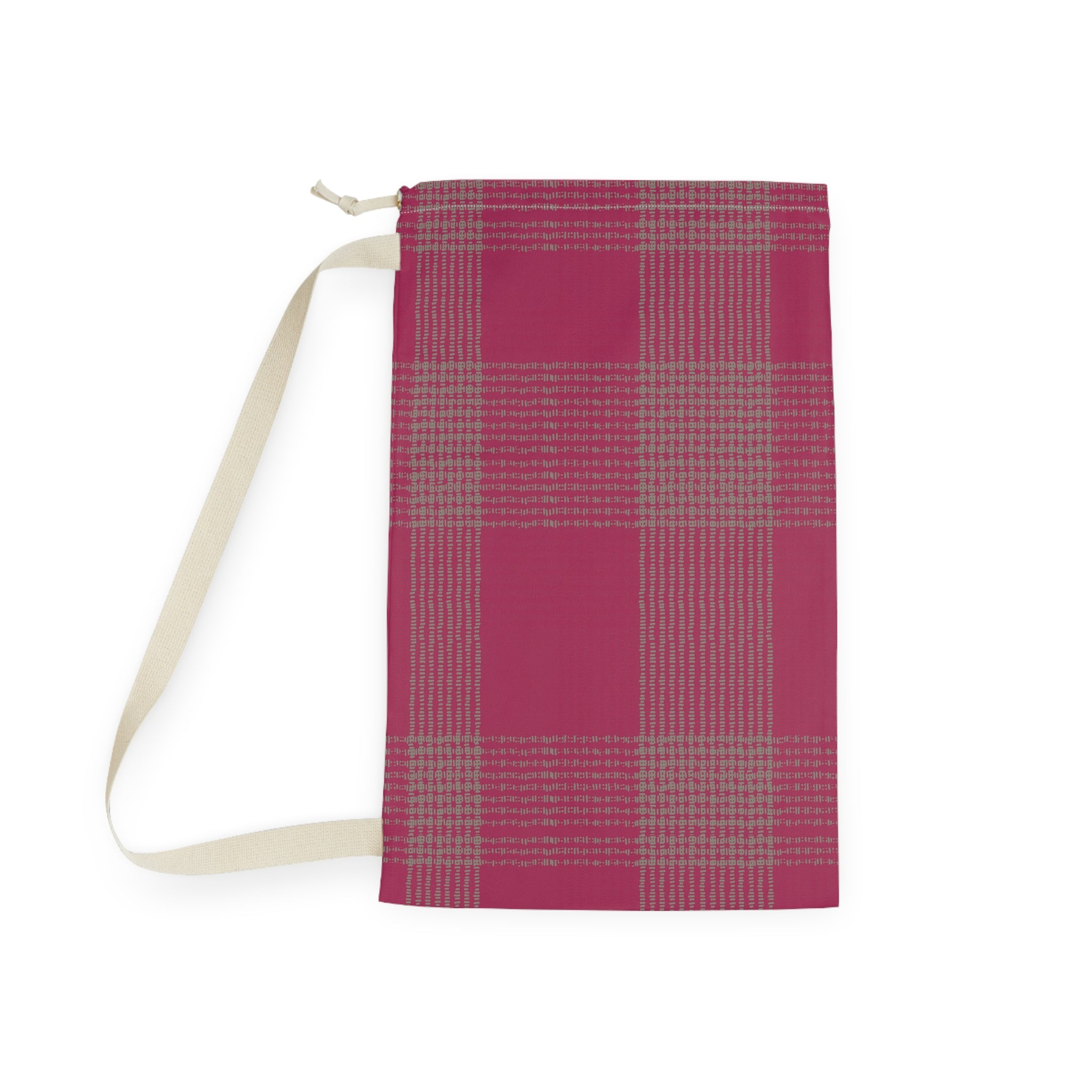 Plaid Laundry Bag — Pink Buffalo Check Drawstring Bag for Dorms & Travel