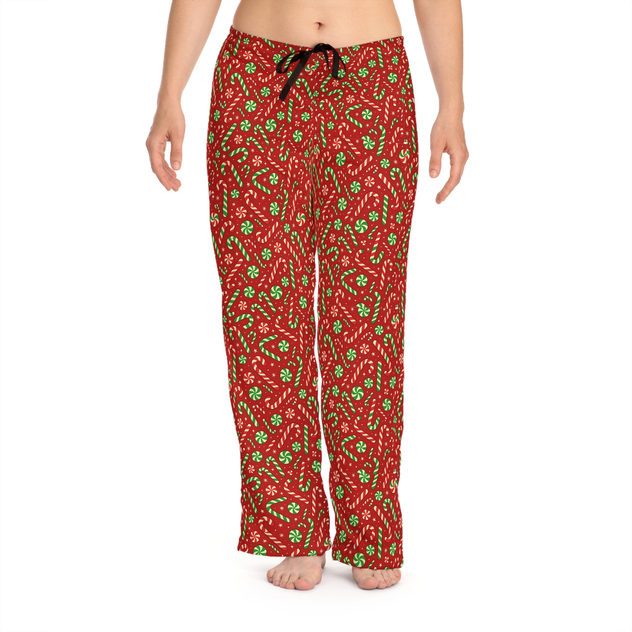 Candy Cane and Holly Pajama Pants | Red Holiday Pattern