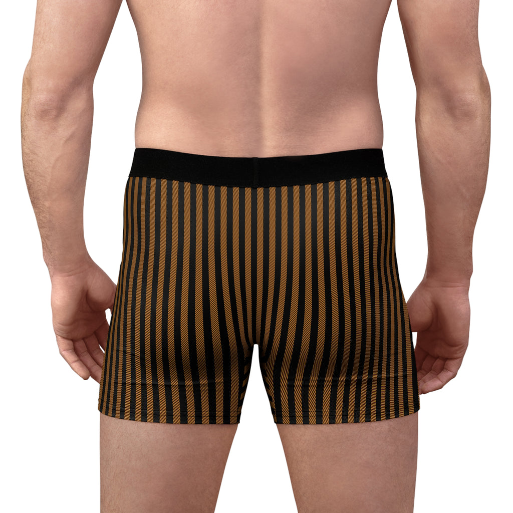 Striped Boxer Briefs — Brown & Black Vertical Stripe Men’s Underwear