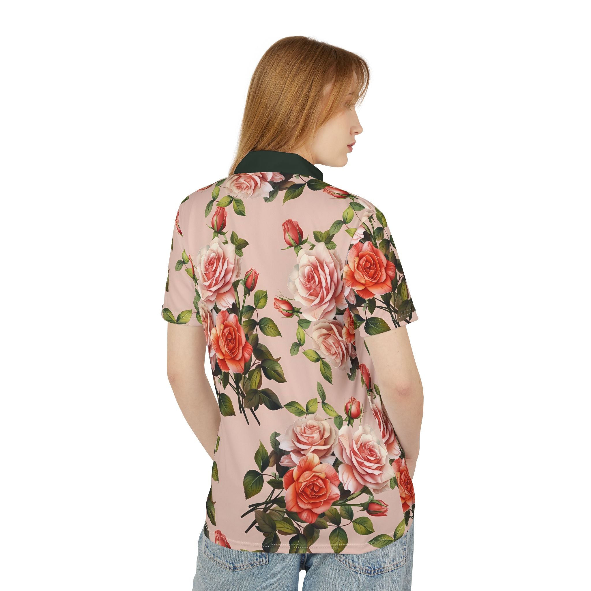 Floral Vintage Rose Polo Shirt