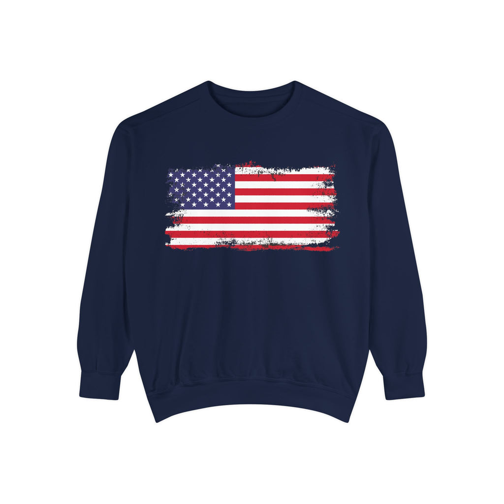 Distressed American Flag sweatshirt | Vintage USA Stars Stripes Crewneck