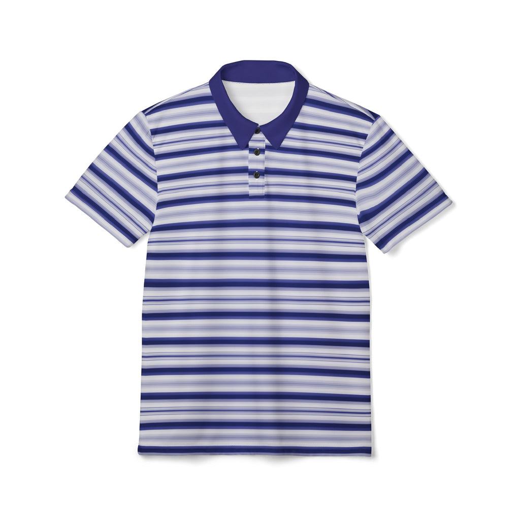 Blue Gradient Striped Polo Shirt
