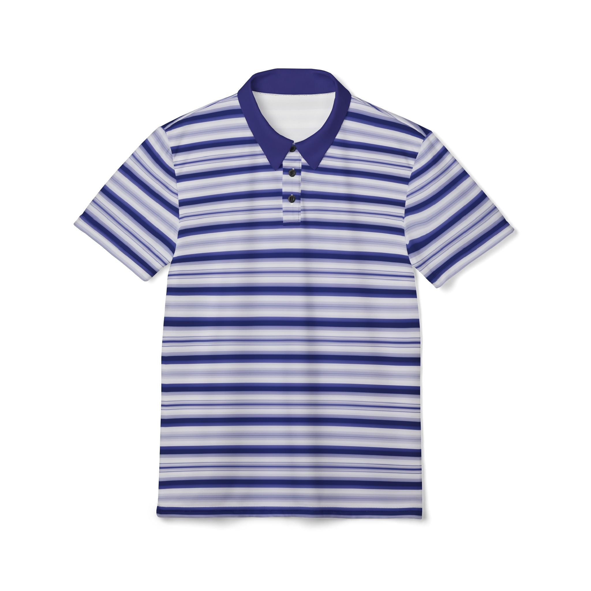 Blue Gradient Striped Polo Shirt