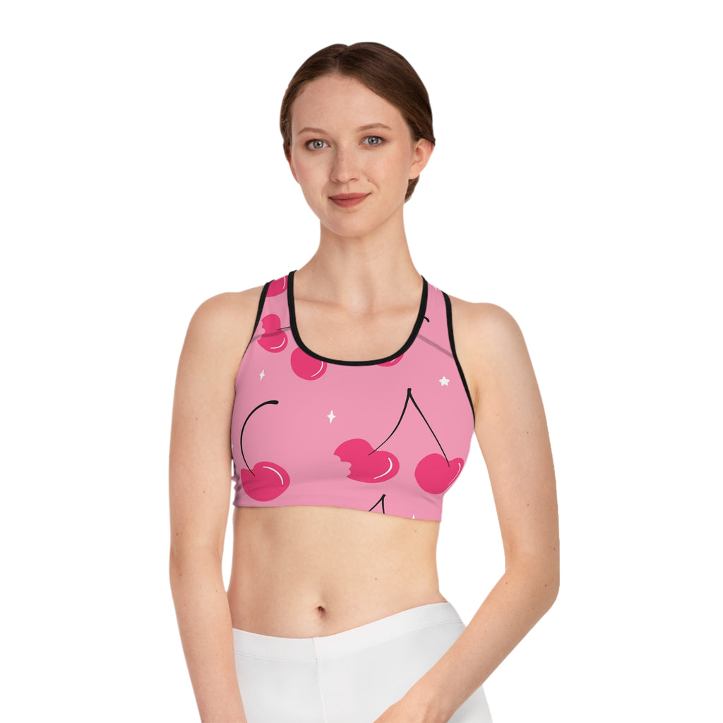 Cherry Graphic Sports Bra