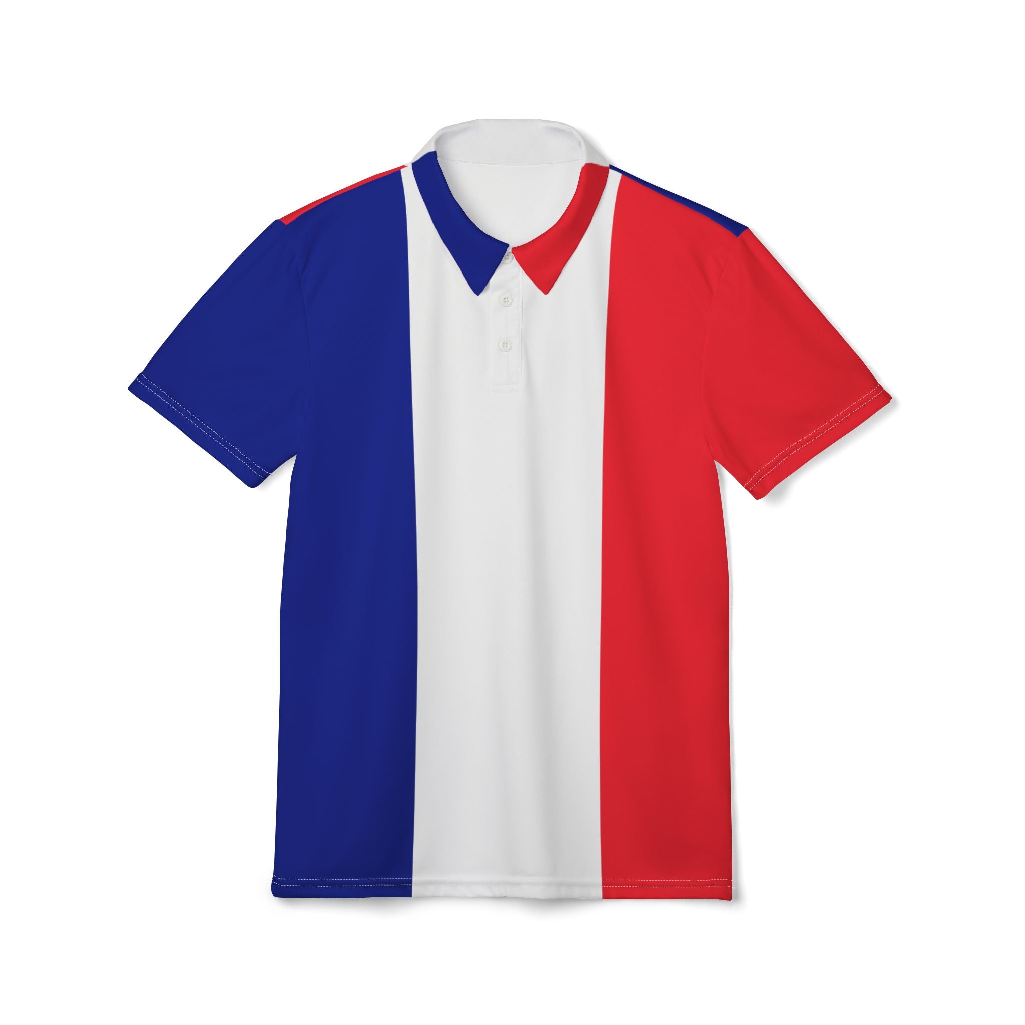 Polo Shirt — Tricolor Red White Blue Vertical Stripe