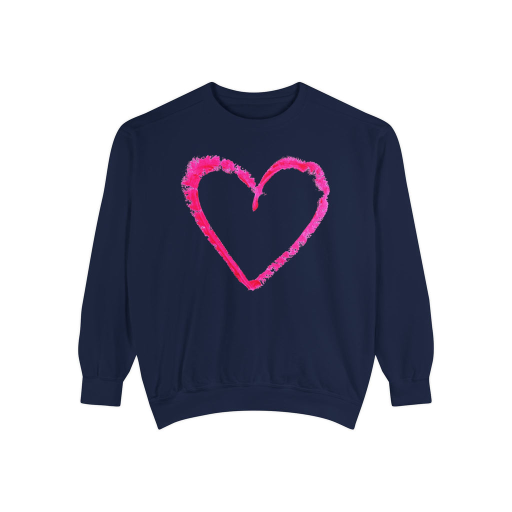 Valentine's Pink Brushstroke Heart Sweatshirt, Heart Graphic Crewneck