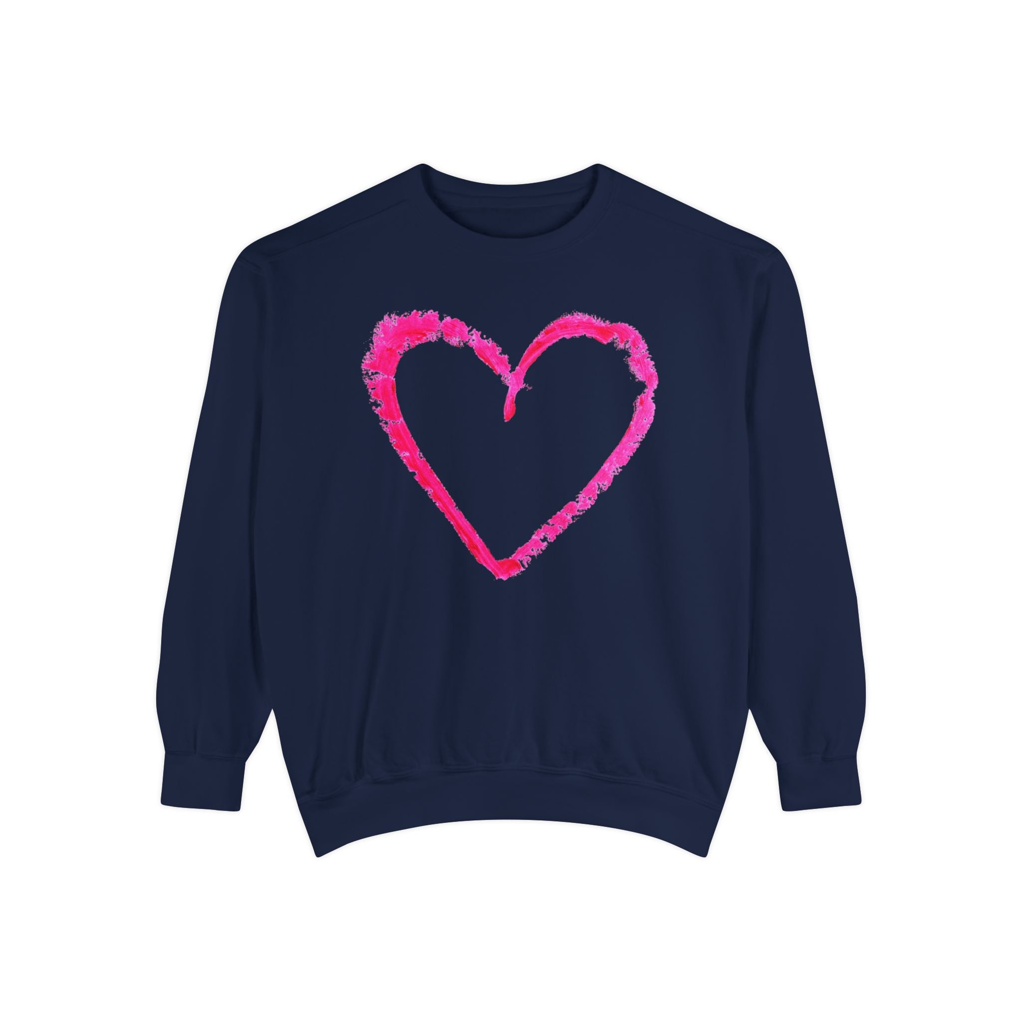 Valentine's Pink Brushstroke Heart Sweatshirt, Heart Graphic Crewneck