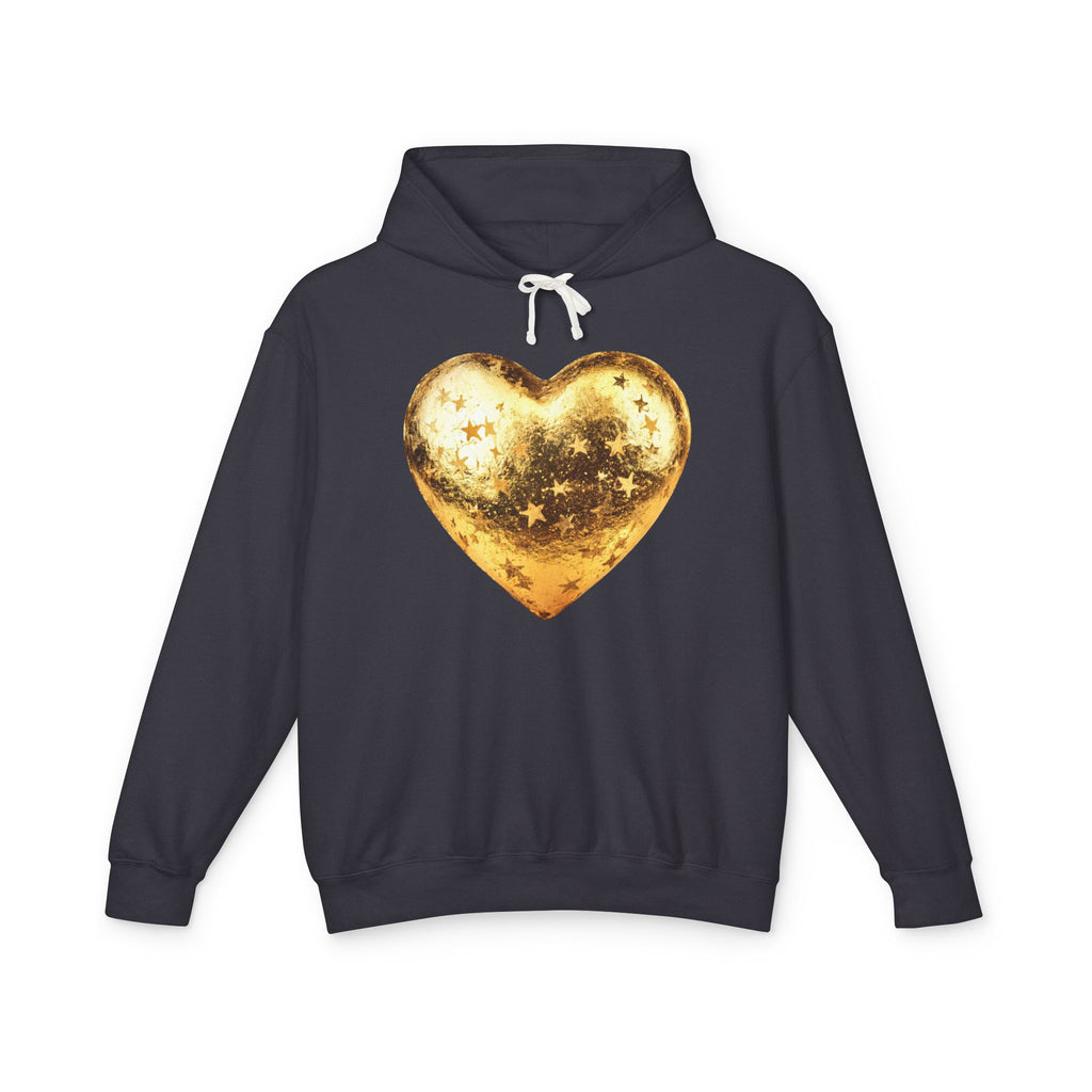 Gold Glitter Heart Hoodie | Shiny Star Pattern Sweatshirt