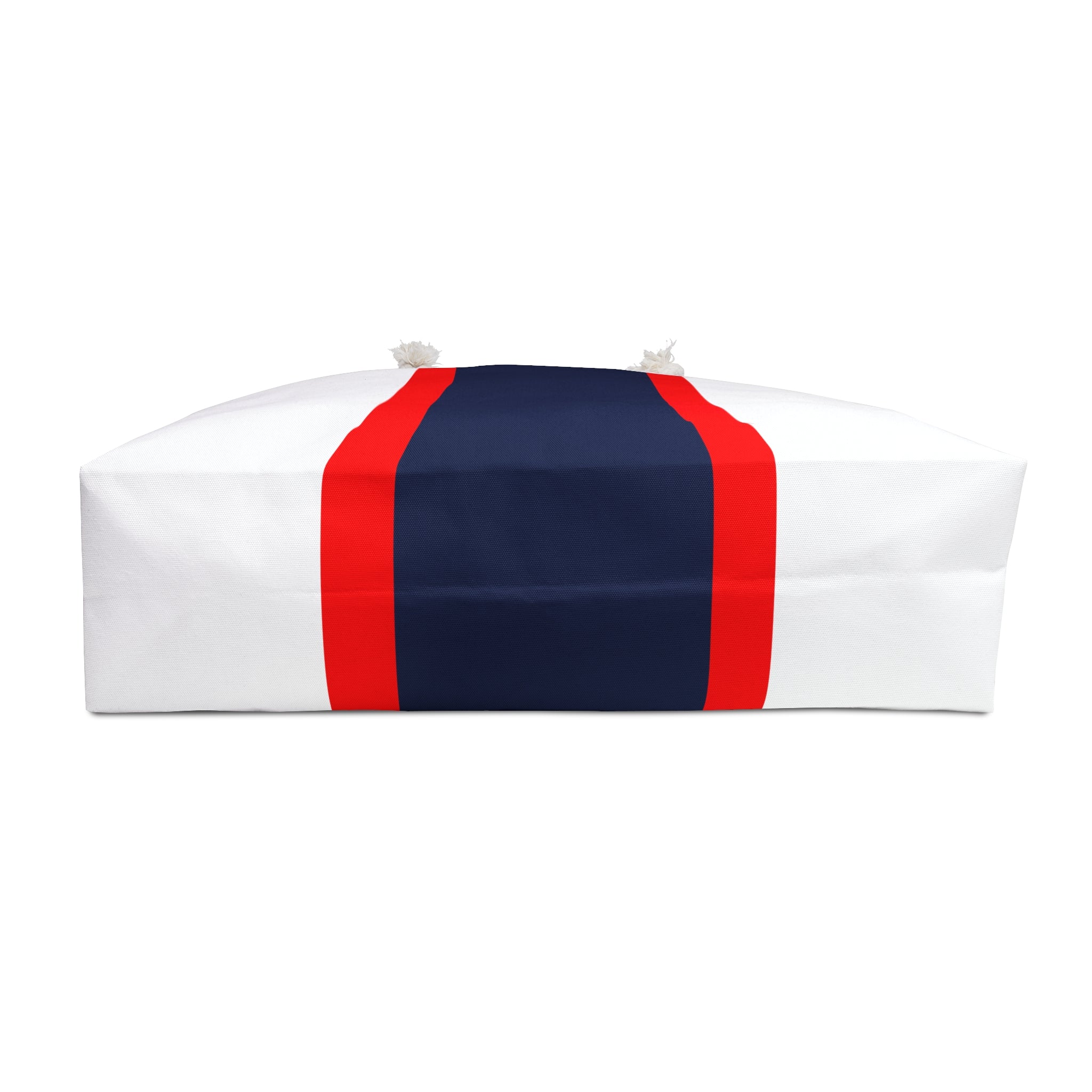 A white rectangular cover or pouch with a central navy blue panel and two vertical red side stripes, shown on a plain white background.