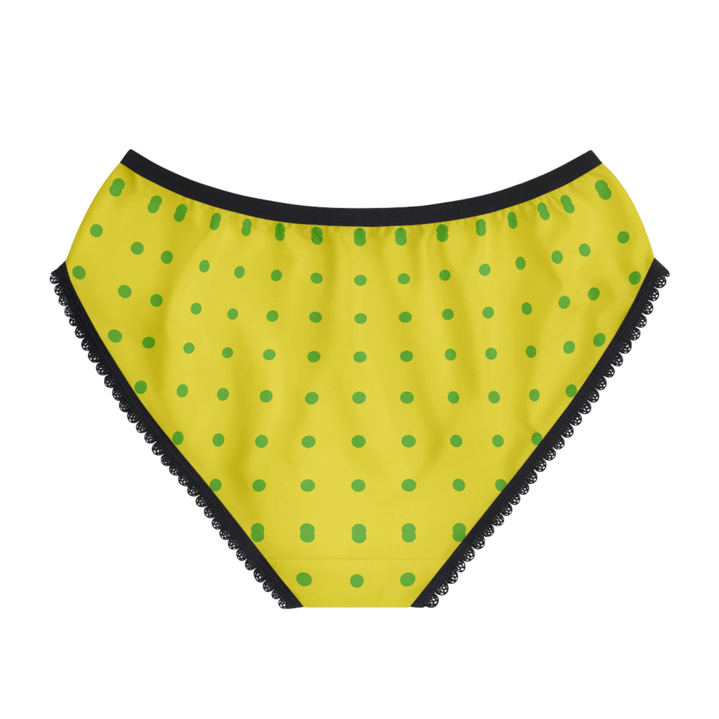 Yellow Green Polka Dot Women's Briefs — Fun High-Waist Printed Underwear