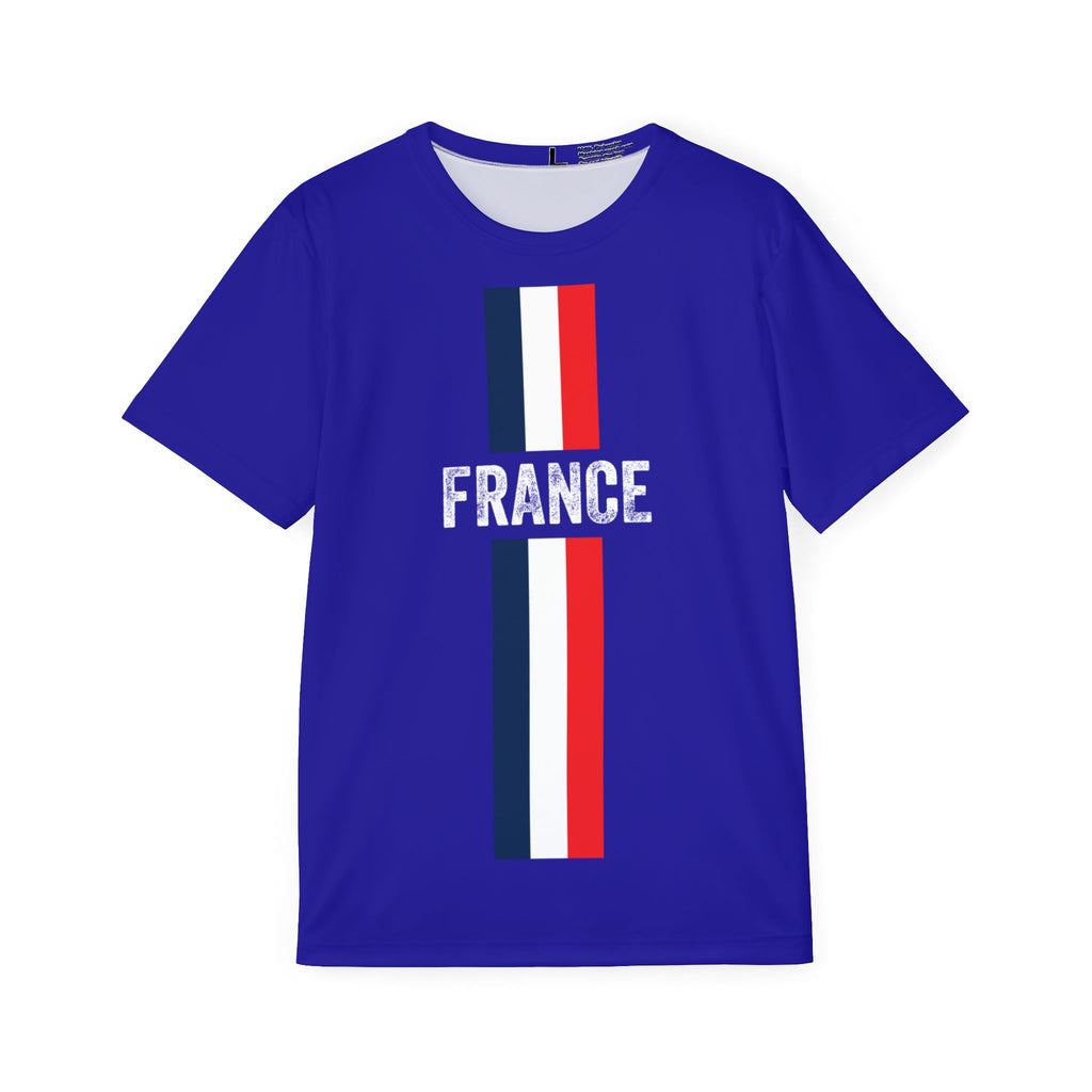 France Flag Sports Jersey — Men's Athletic Tee with Vertical Tricolor Stripe