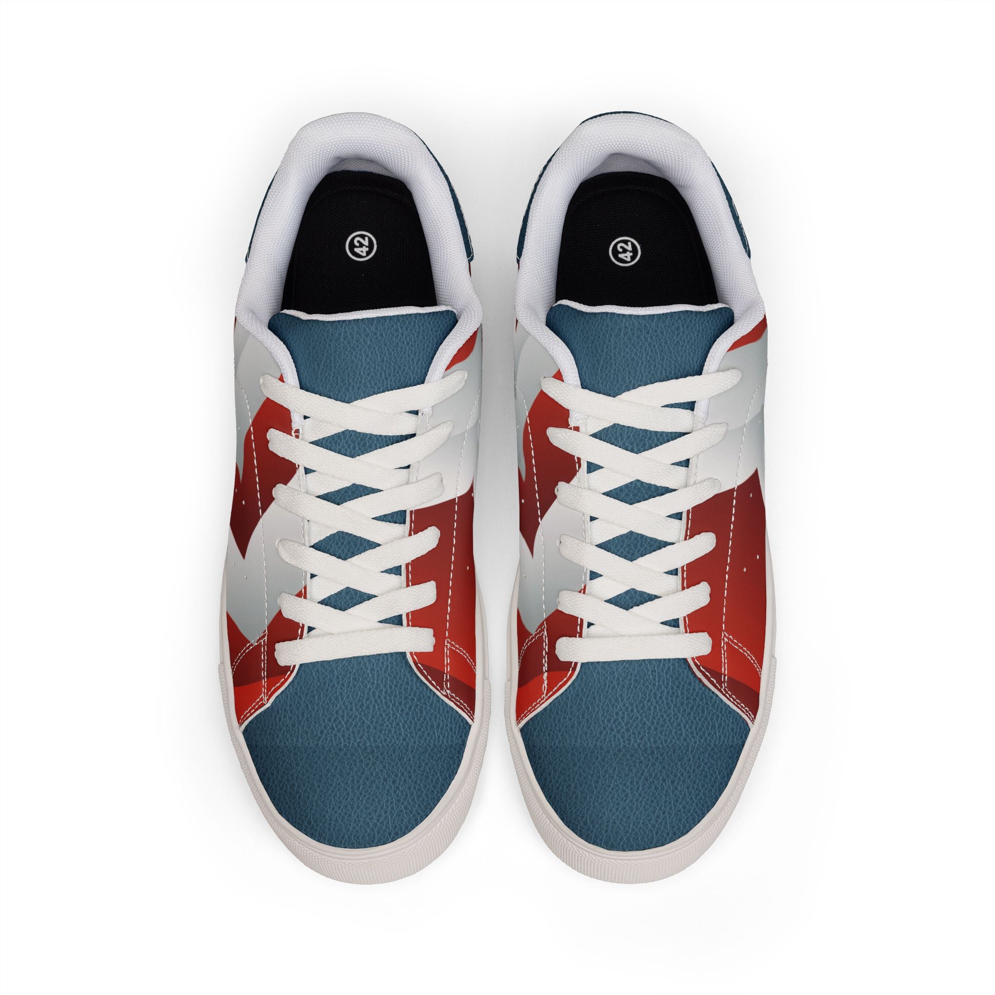 Low-Top Sneakers — Patriotic Red White & Blue Chevron Leather Design