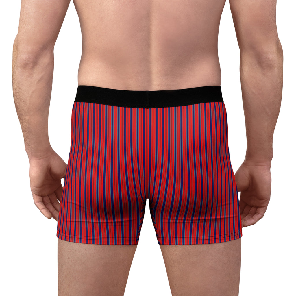 Striped Red & Navy Boxer Briefs — Men's Stretch Boxer Briefs