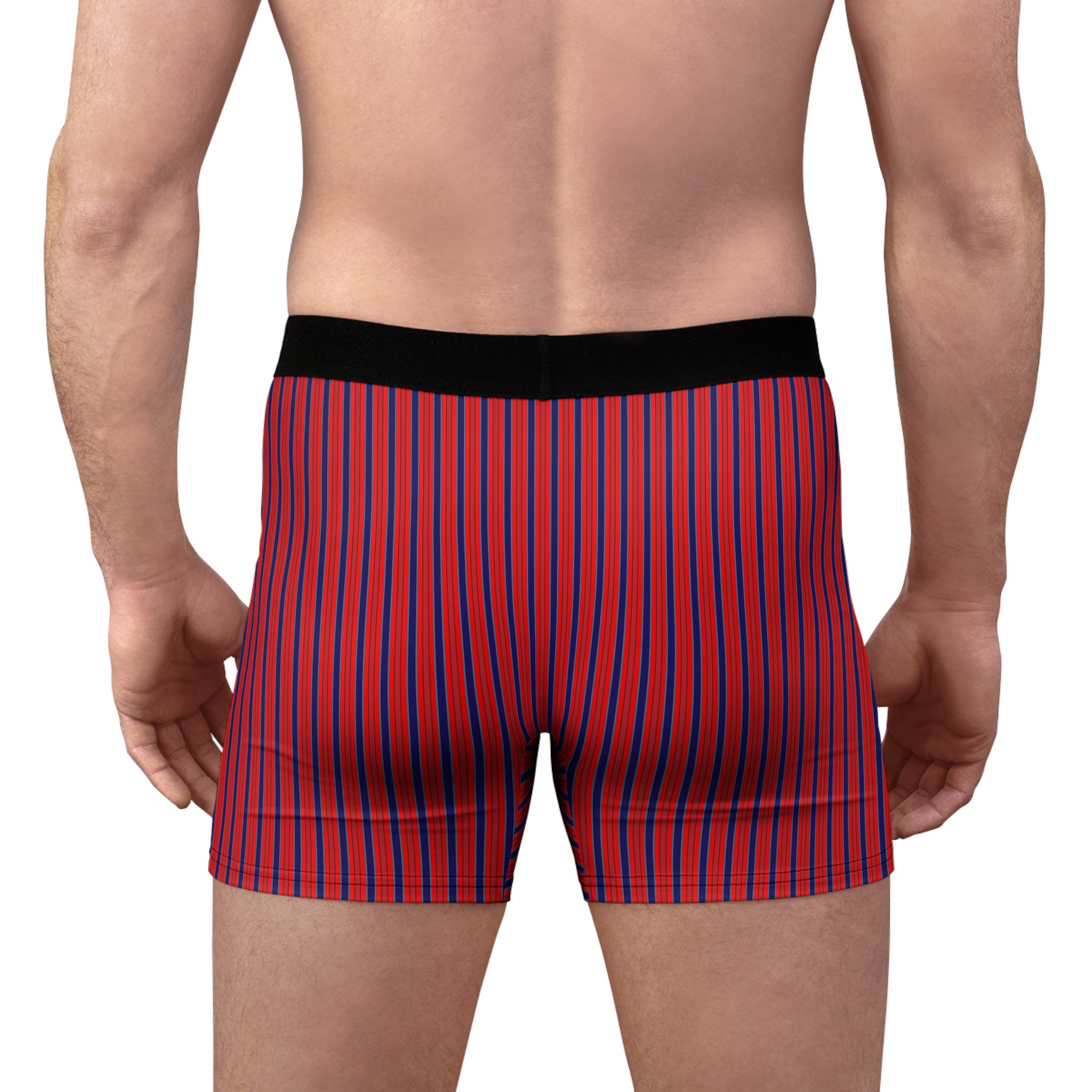 Striped Red & Navy Boxer Briefs — Men's Stretch Boxer Briefs