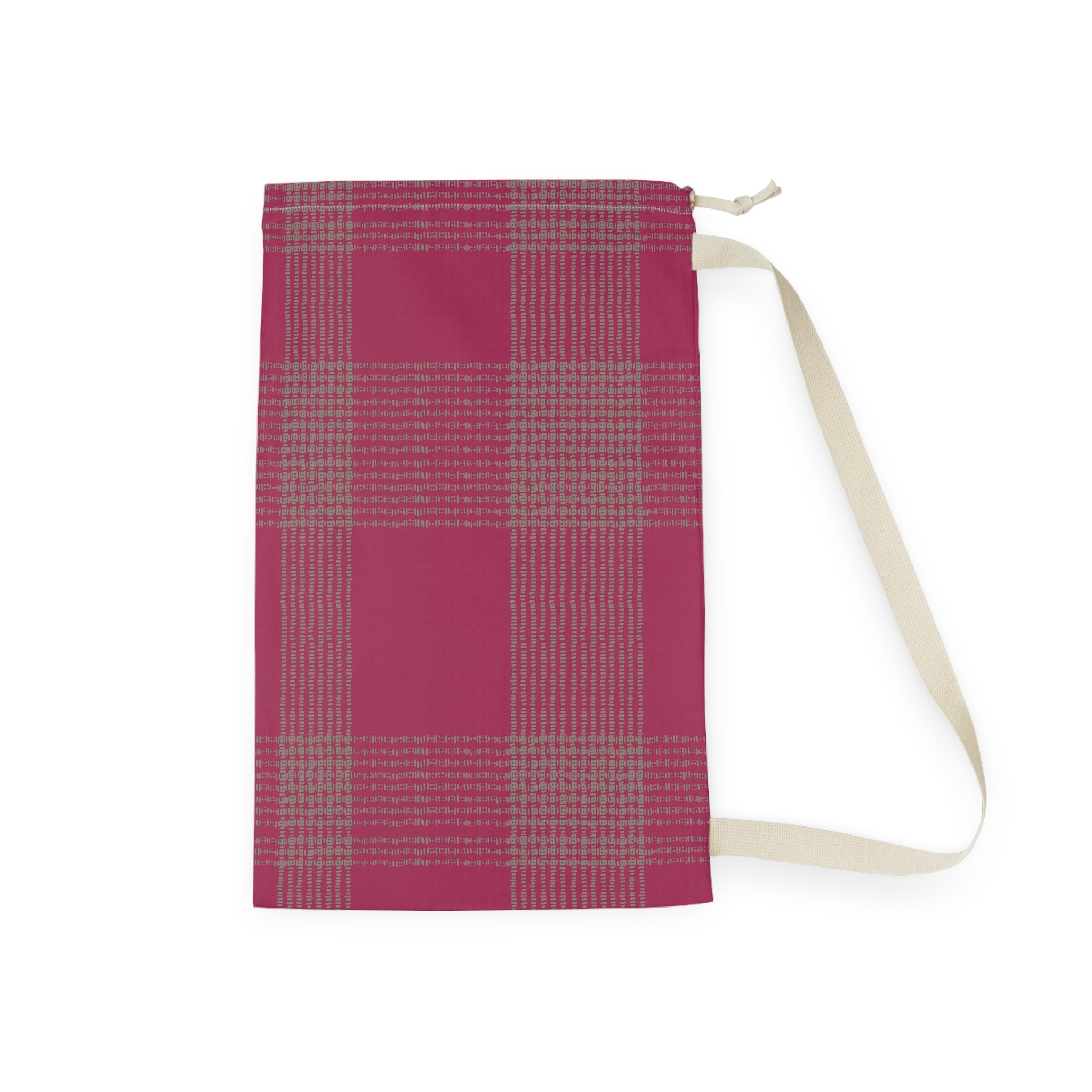 Plaid Laundry Bag — Pink Buffalo Check Drawstring Bag for Dorms & Travel