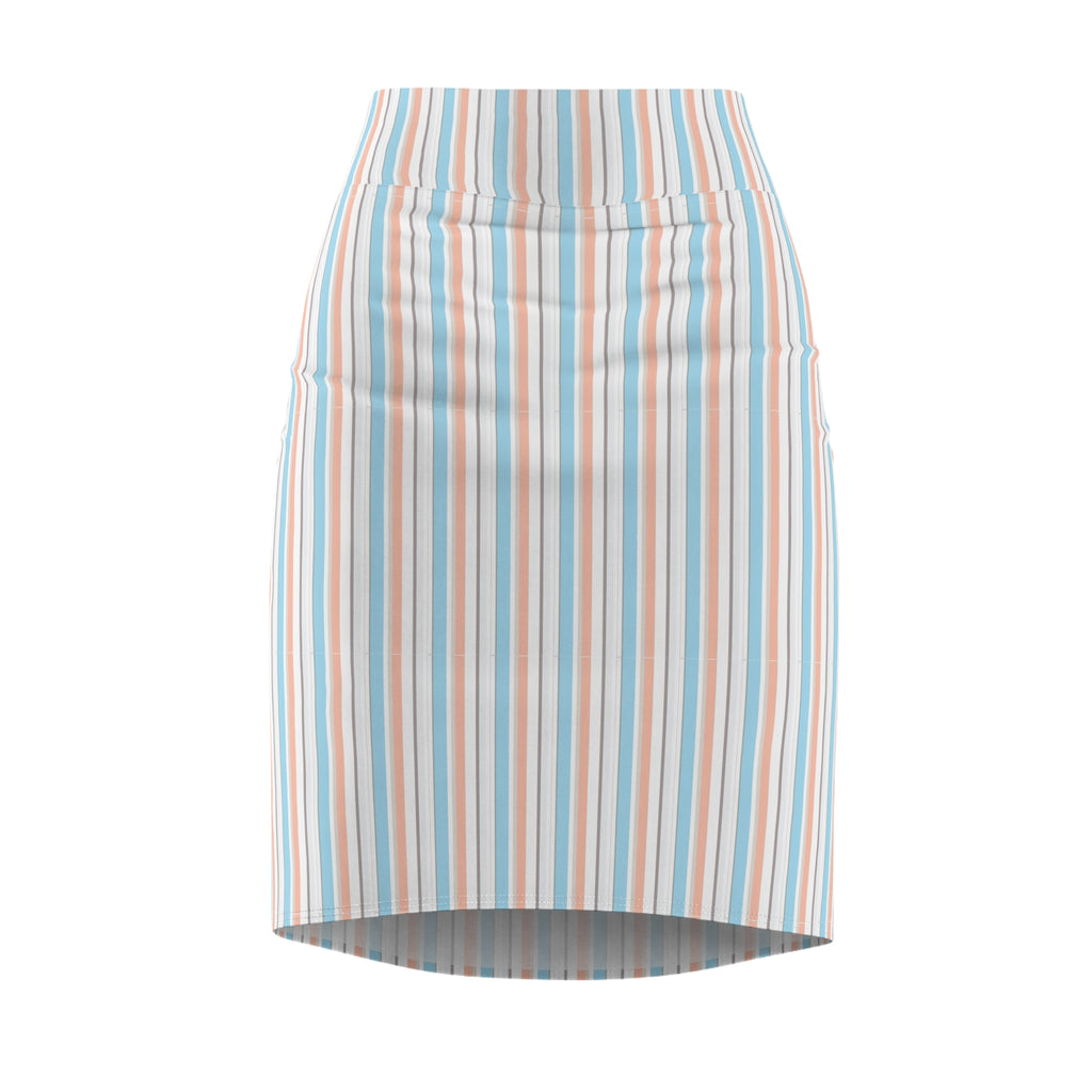 Pastel Stripe Pencil Skirt – Retro Vertical Stripe