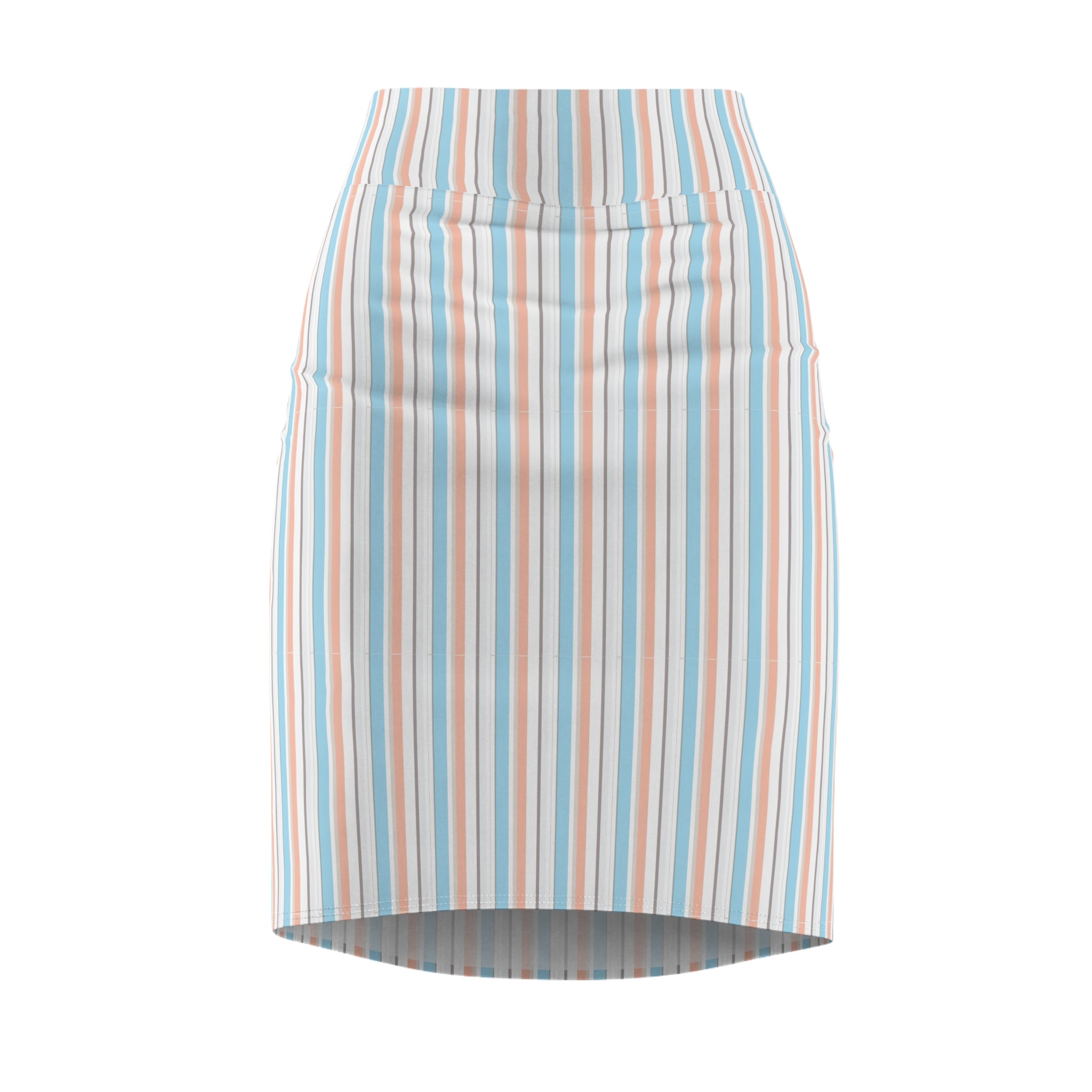 Pastel Stripe Pencil Skirt – Retro Vertical Stripe