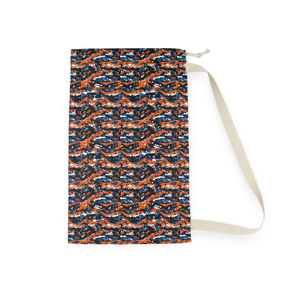 Camouflage Wave Laundry Bag — Orange & Navy Drawstring