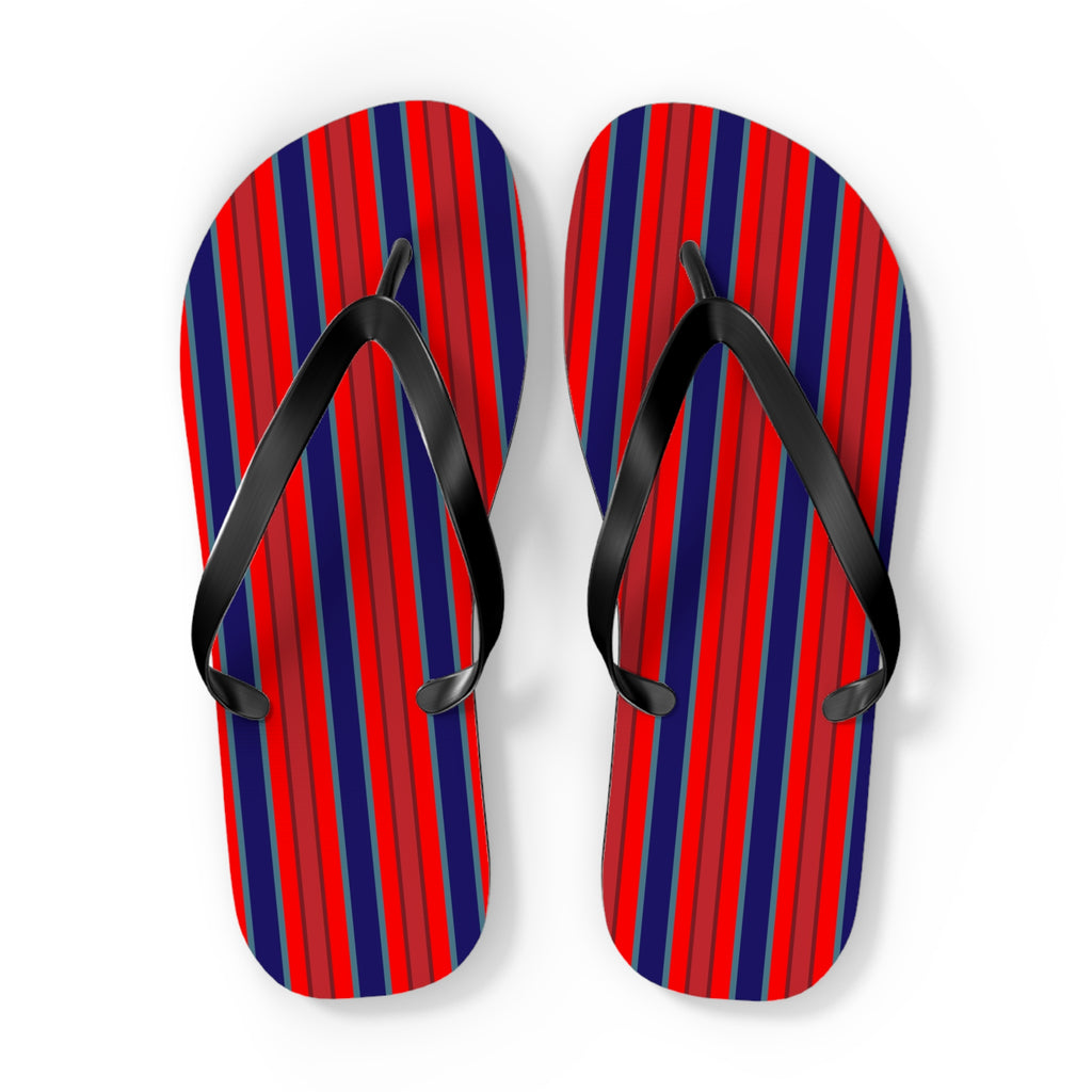 Patriotic Red & Blue Striped Flip Flops — Casual Beach Sandals