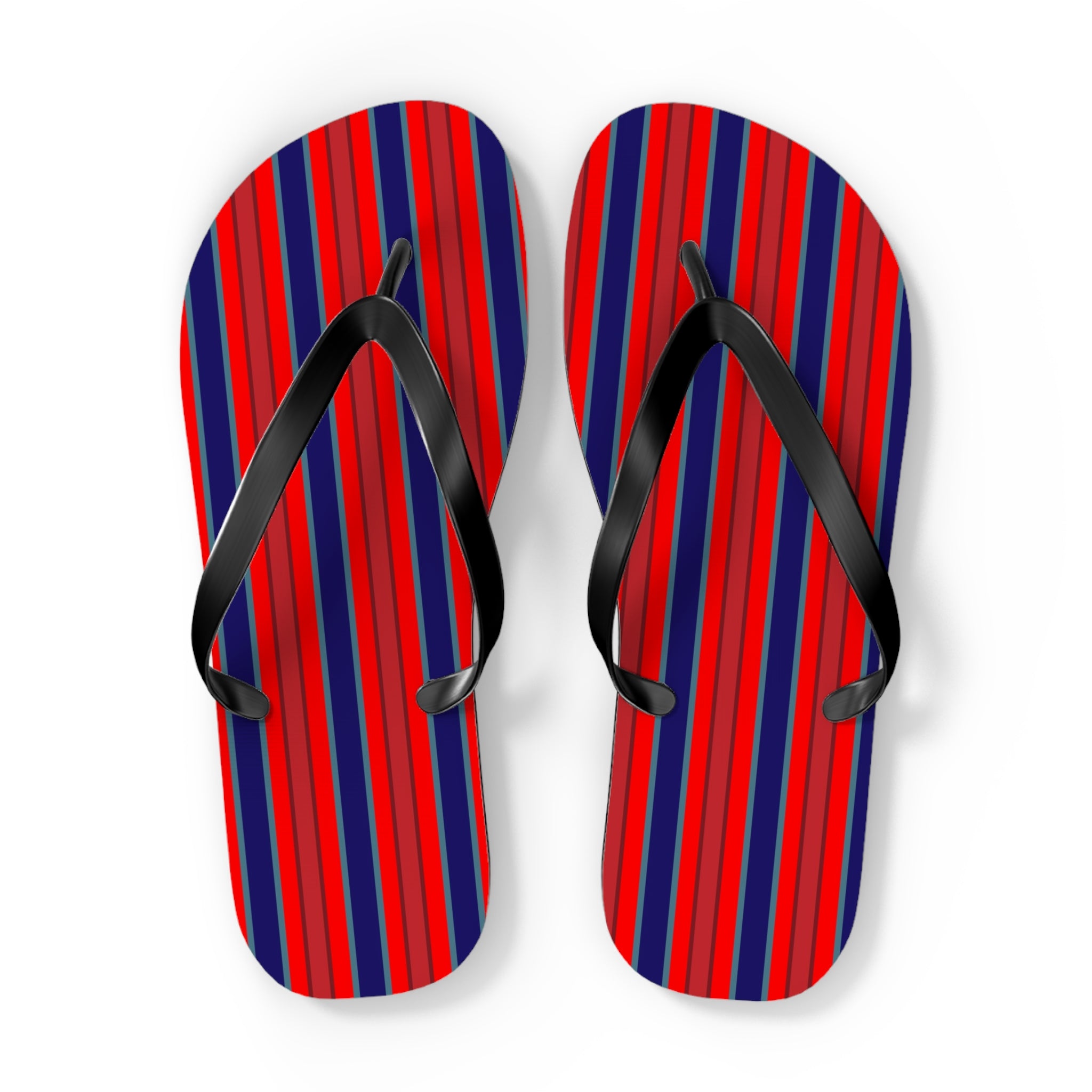 Patriotic Red & Blue Striped Flip Flops — Casual Beach Sandals