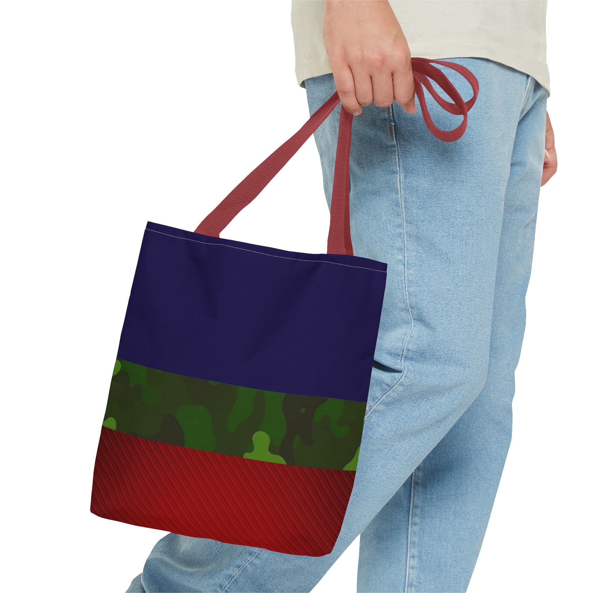 Green Camouflage Tote Bag | Blue Red Green Camo Pattern
