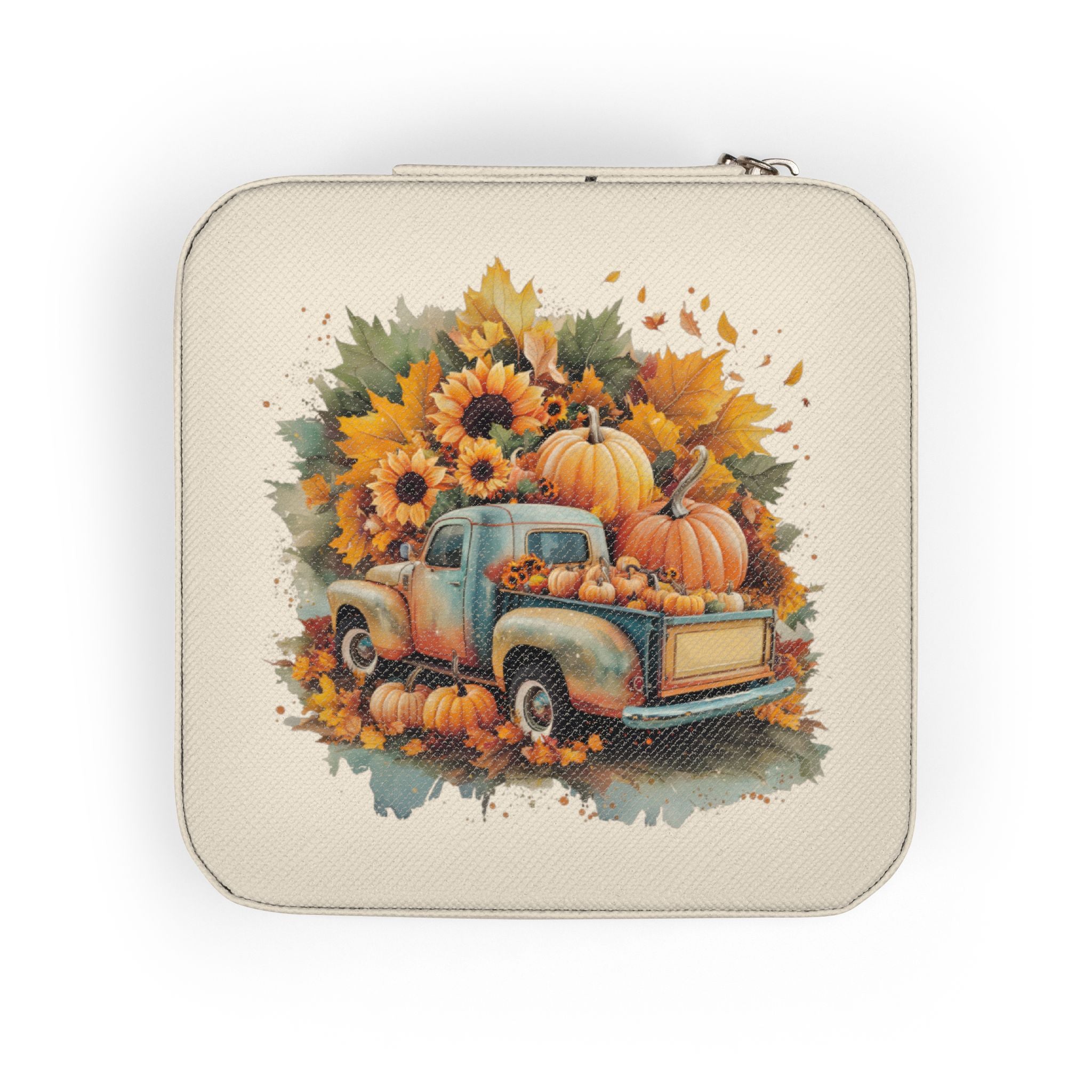 Autumn Truck Jewelry Travel Case — Compact Fall-Themed Travel Organizer