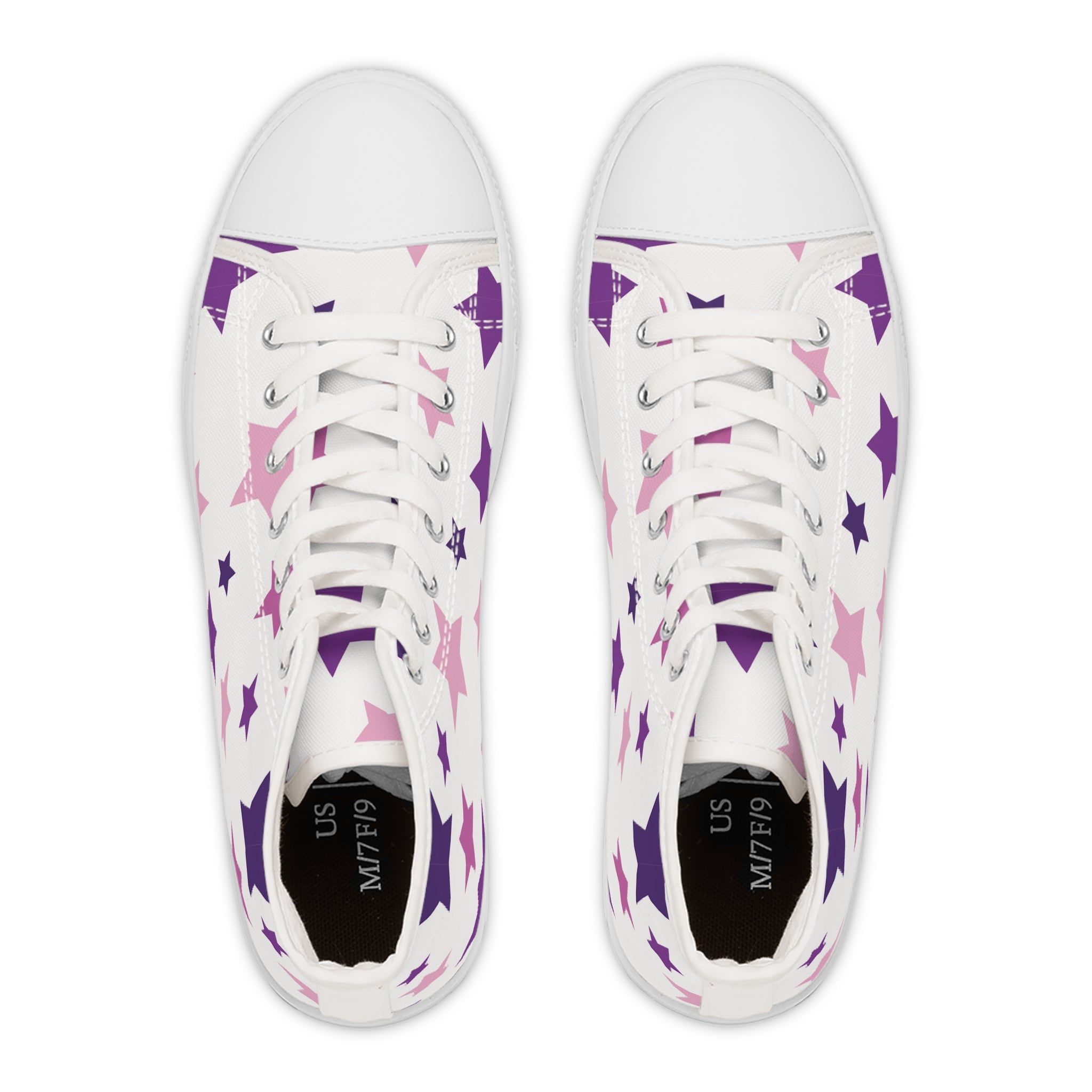 Women's High Top Sneakers - Pink & Purple Star Pattern Comfort Sneakers