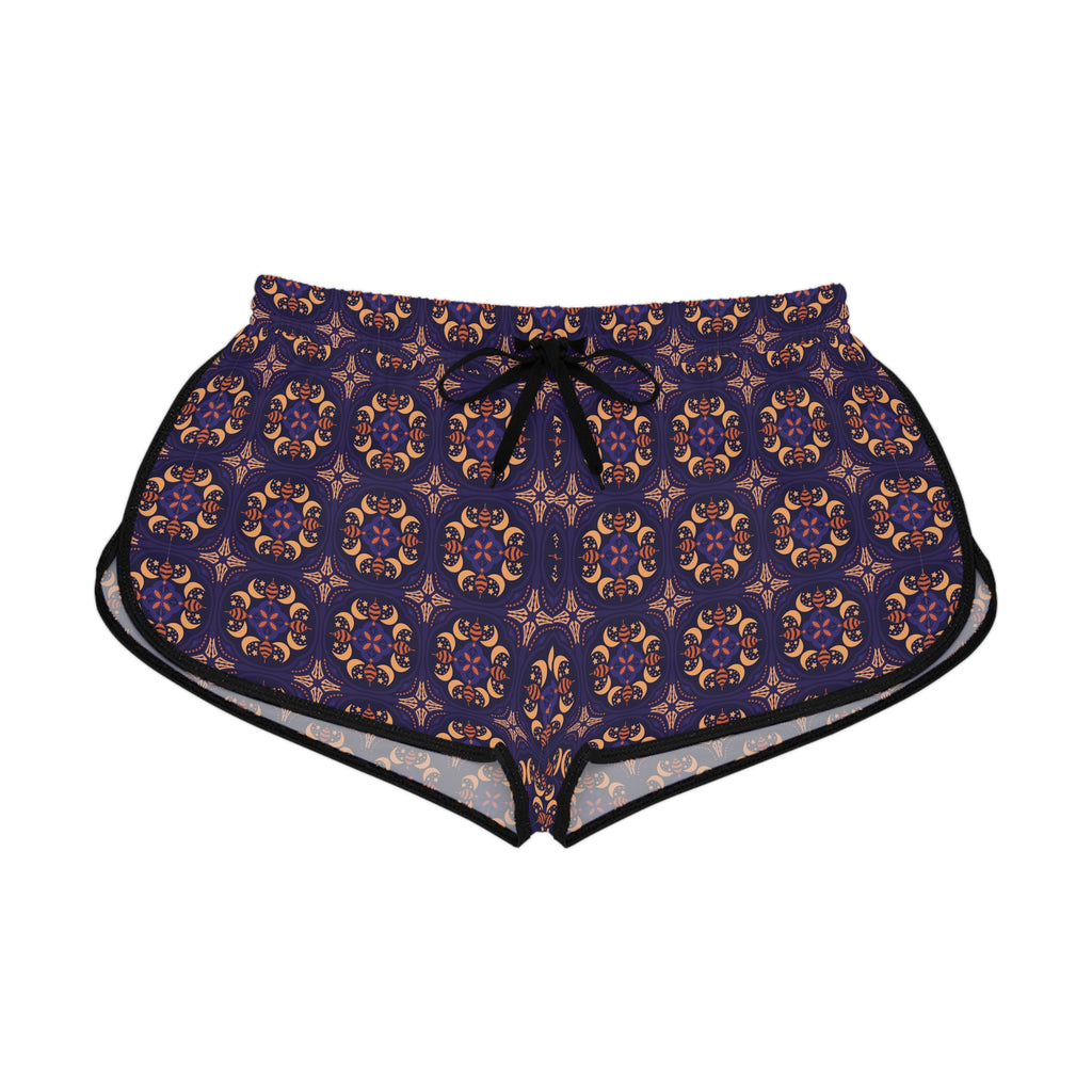 Navy Boho Tile Print Women's Relaxed Shorts
